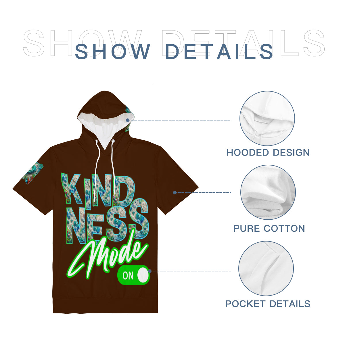 Men’s Cotton Hooded T-Shirt "Kindness Mode: On"