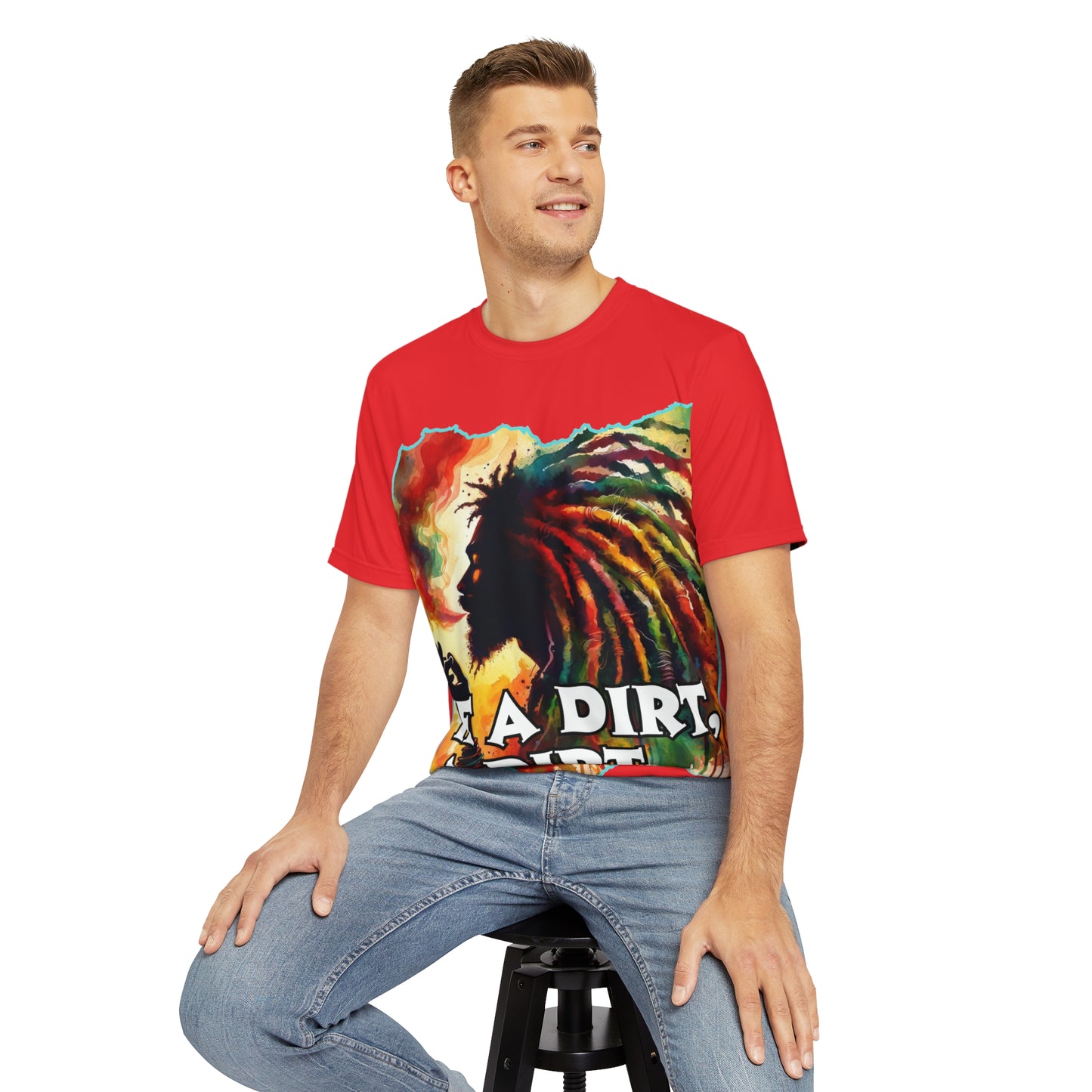 Men's Brushed Polyester Short Sleeve Tee (AOP), "If A Dirt A Dirt"