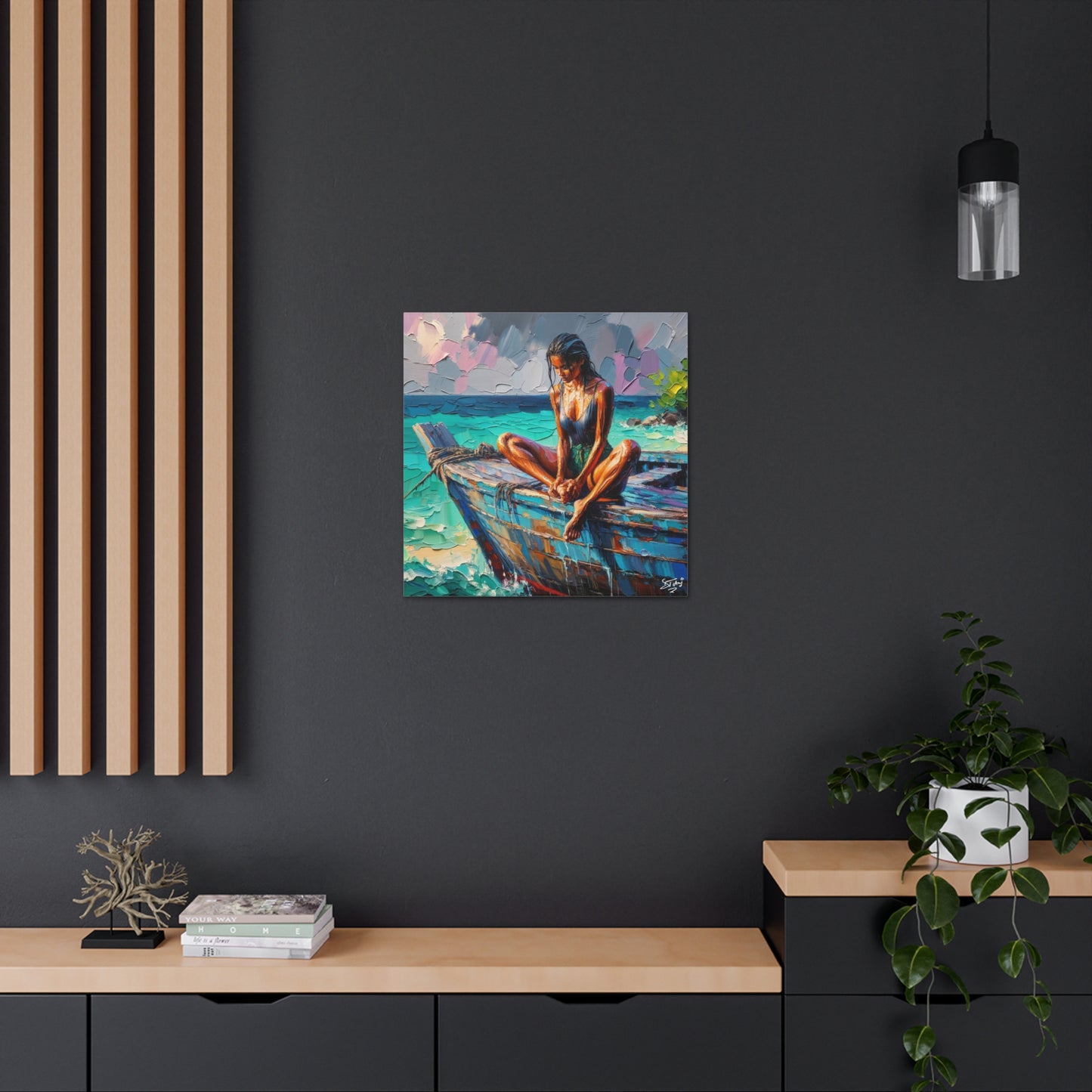 Art Print, Indo-Caribbean Woman, Oil Finish, West Indian Ethnicity, Cultural, Heritage, Semi-Abstract, Canvas Gallery Wrap