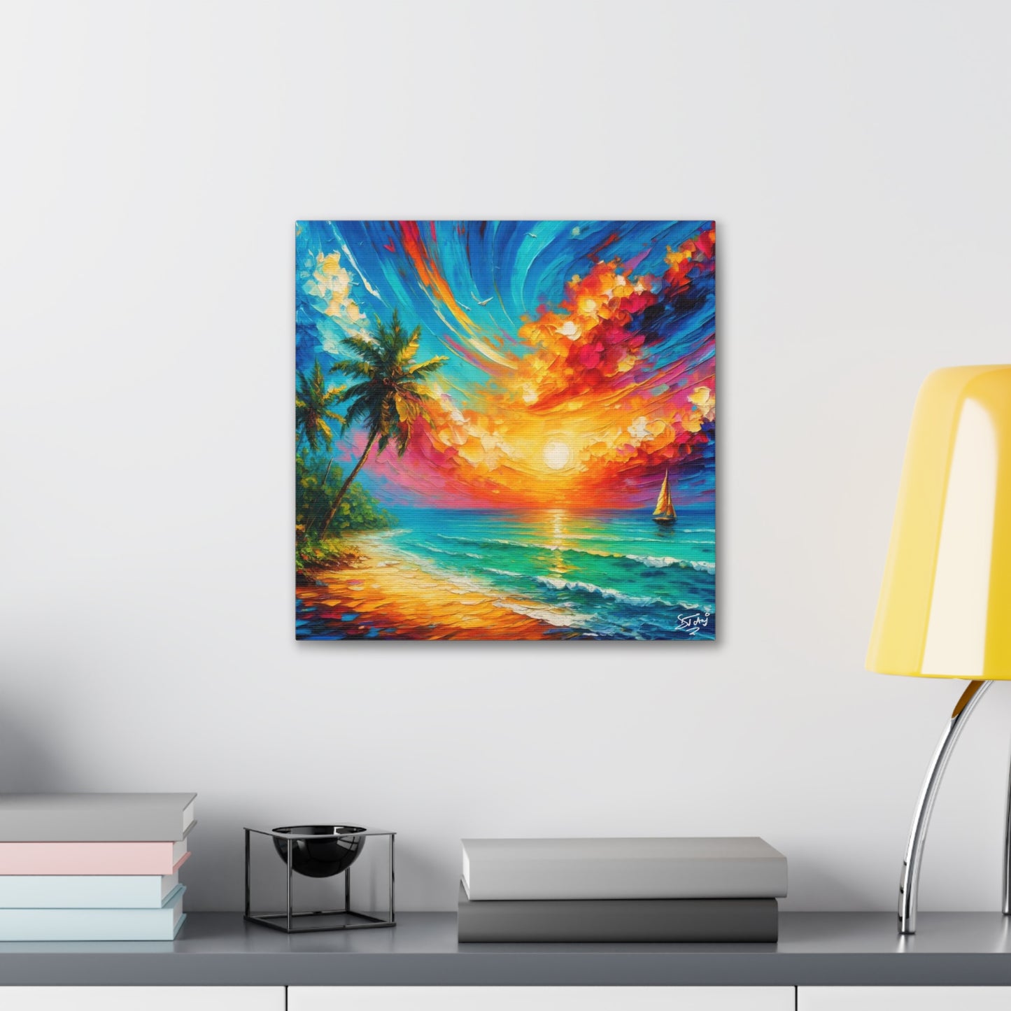 Art Print of Caribbean Beach Scene, Tobago, West Indian Art, Canvas Gallery Wraps