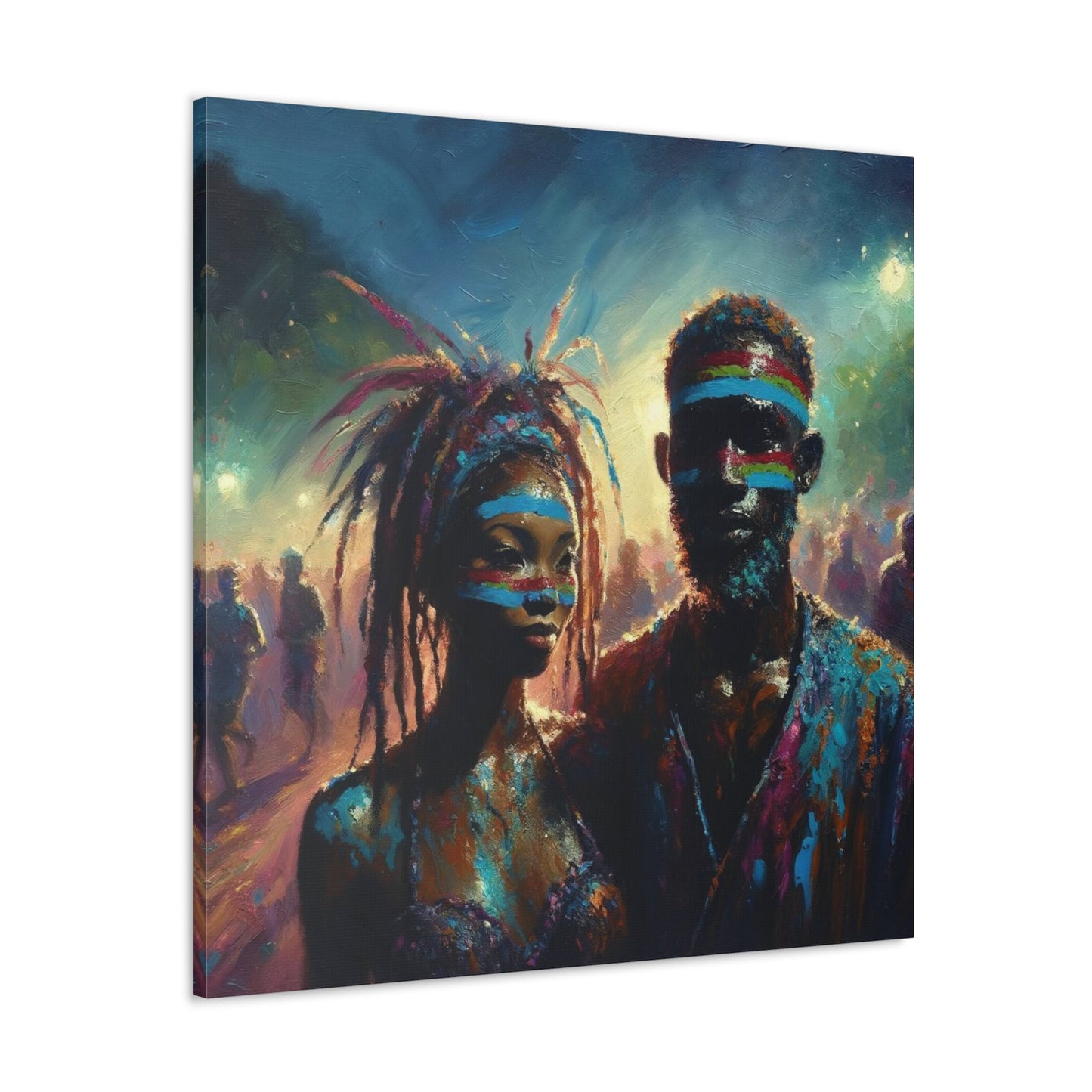 Art Print of Jouvert Morning, Afro-Caribbean Couple#2, Oil Finish, West Indian Ethnicity, Cultural, Heritage, Canvas Gallery Wraps