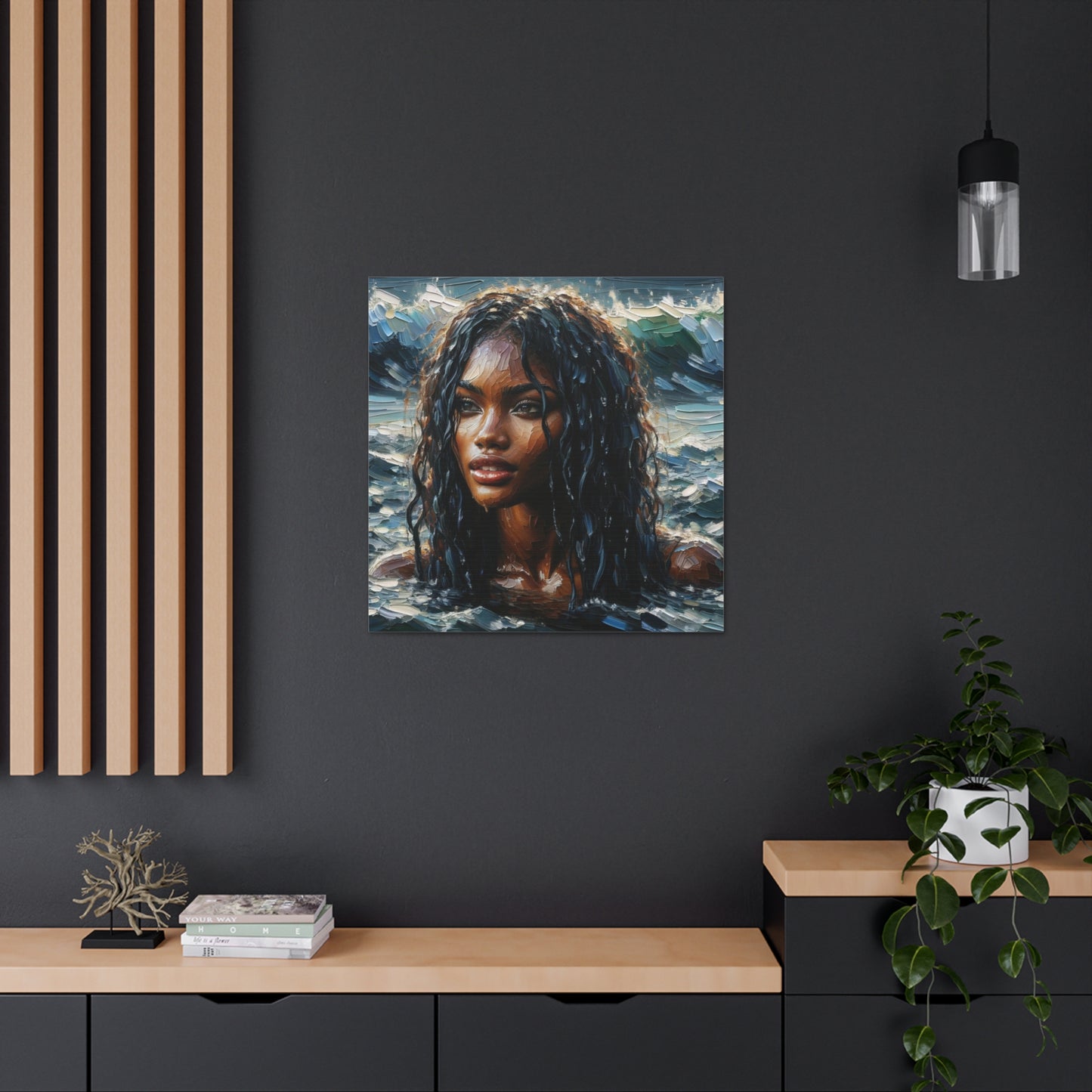 Art Print#8 of Trini Woman - Chilling in the Caribbean Sea, Oil Finish, West Indian Ethnicity, Cultural, Heritage Art, Canvas Gallery Wraps