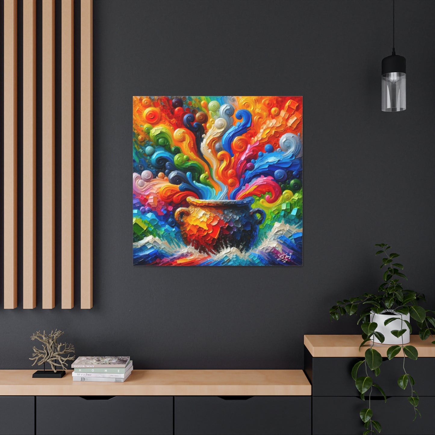 Art Print, Caribbean Melting Pot, Abstract, Oil Finish, Unity, One Love, Semi-Abstract, Canvas Gallery Wrap