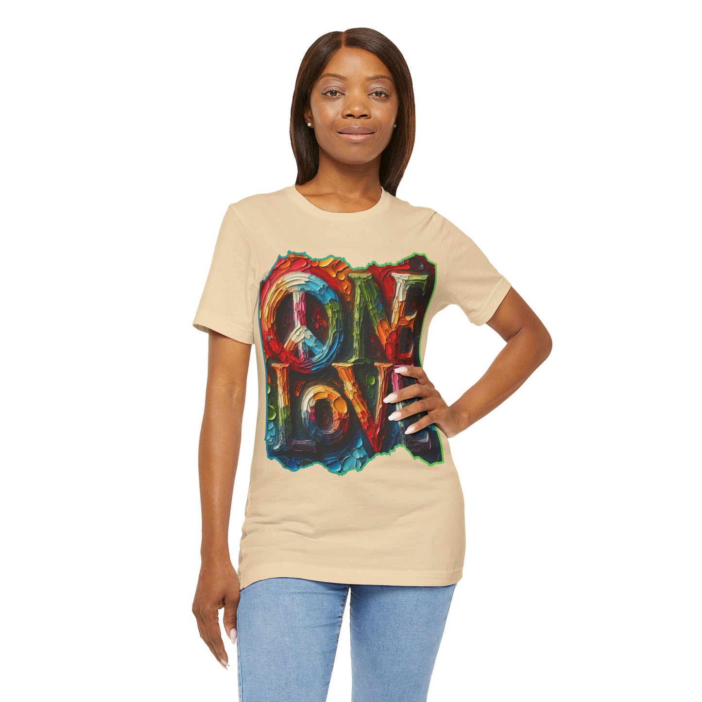 Unisex Jersey Short Sleeve Tee, "One Love" Imposter Syndrome, Mental Wellness, Stress Relief, Self-Awareness, Unity, Inclusion, Anti-Racism, One Love, Inclusion, DEI, Diversity