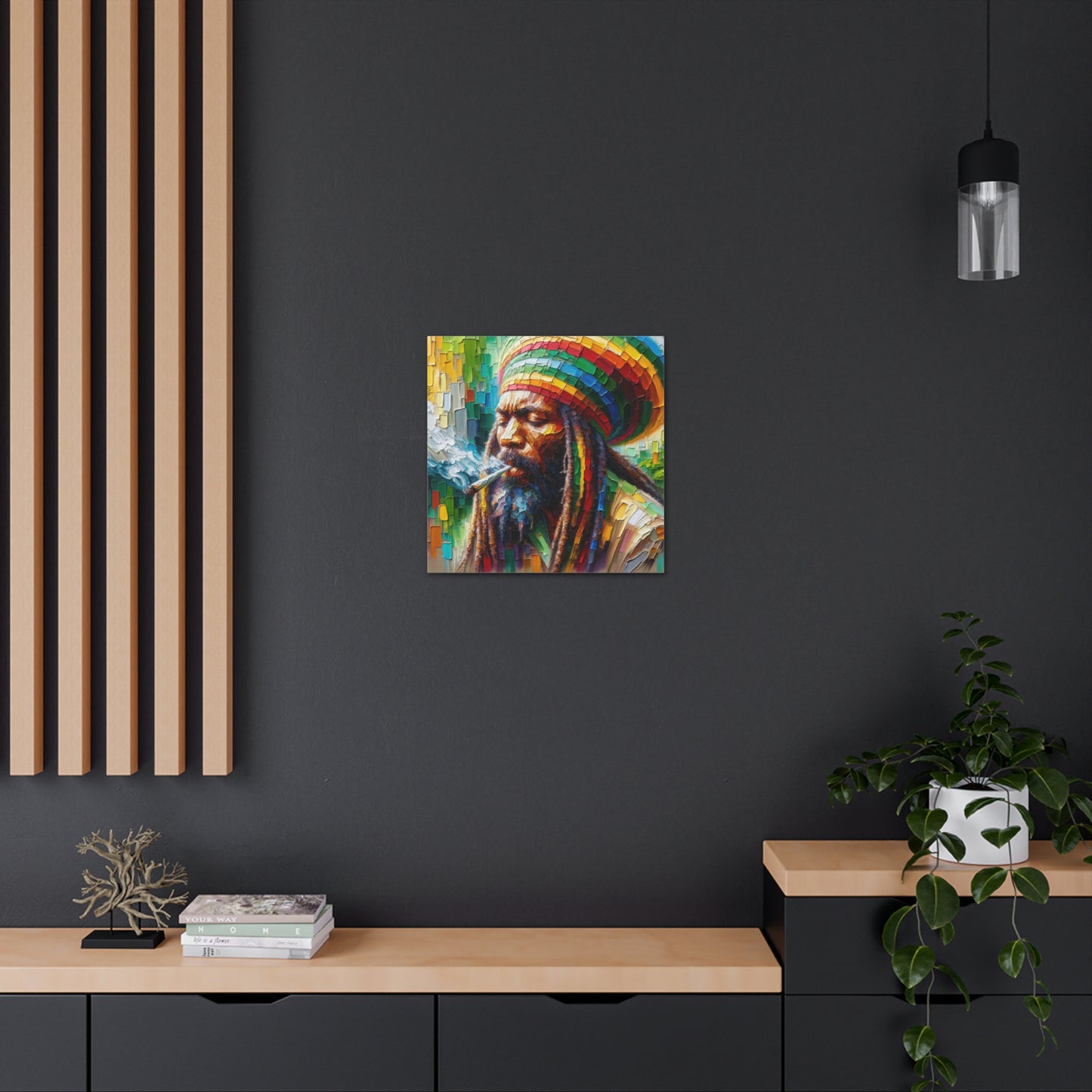 Art Print of Rastaman#2, Oil Finish, West Indian Ethnicity, Cultural, Heritage, Afro-Caribbean Man, Semi-Abstract, Canvas Gallery Wrap