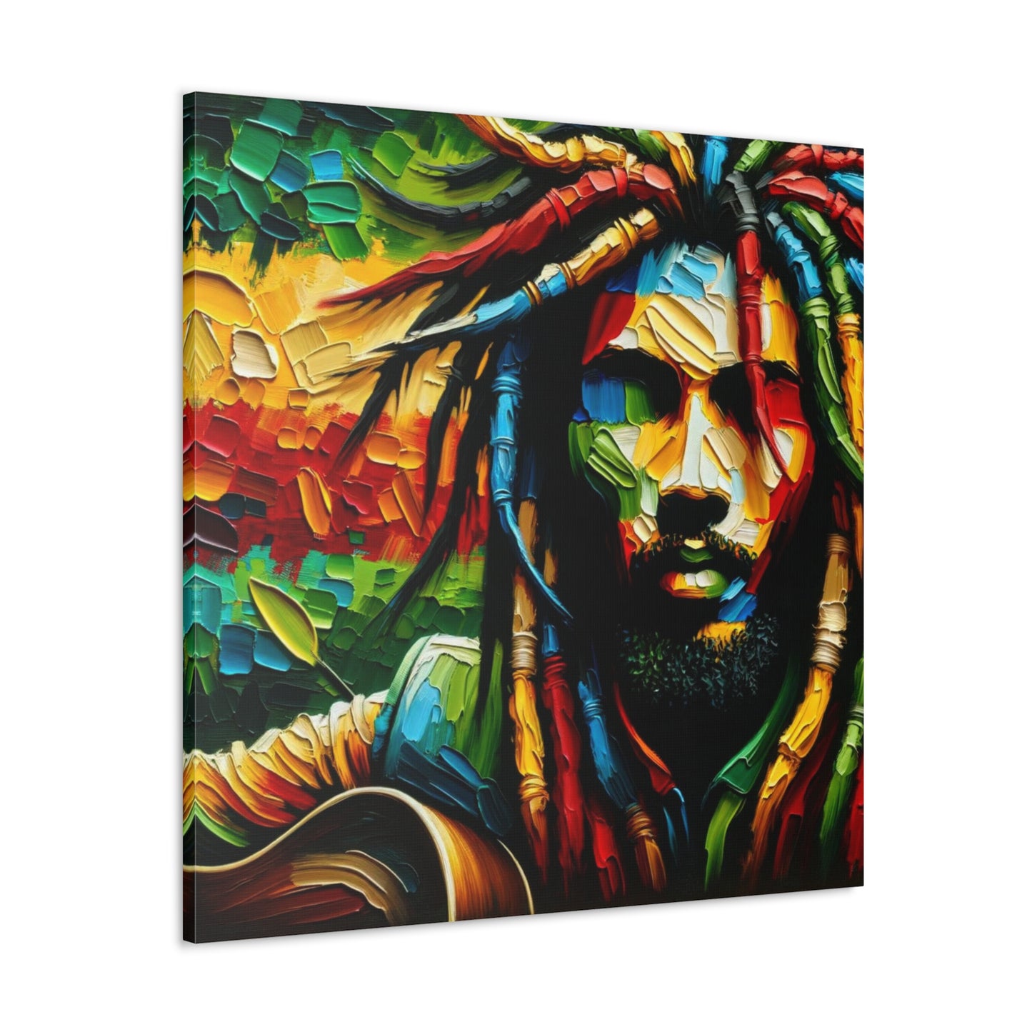 Art Print of Rastaman, Oil Finish, West Indian Ethnicity, Cultural, Heritage, Afro-Caribbean Man, Semi-Abstract, Canvas Gallery Wrap