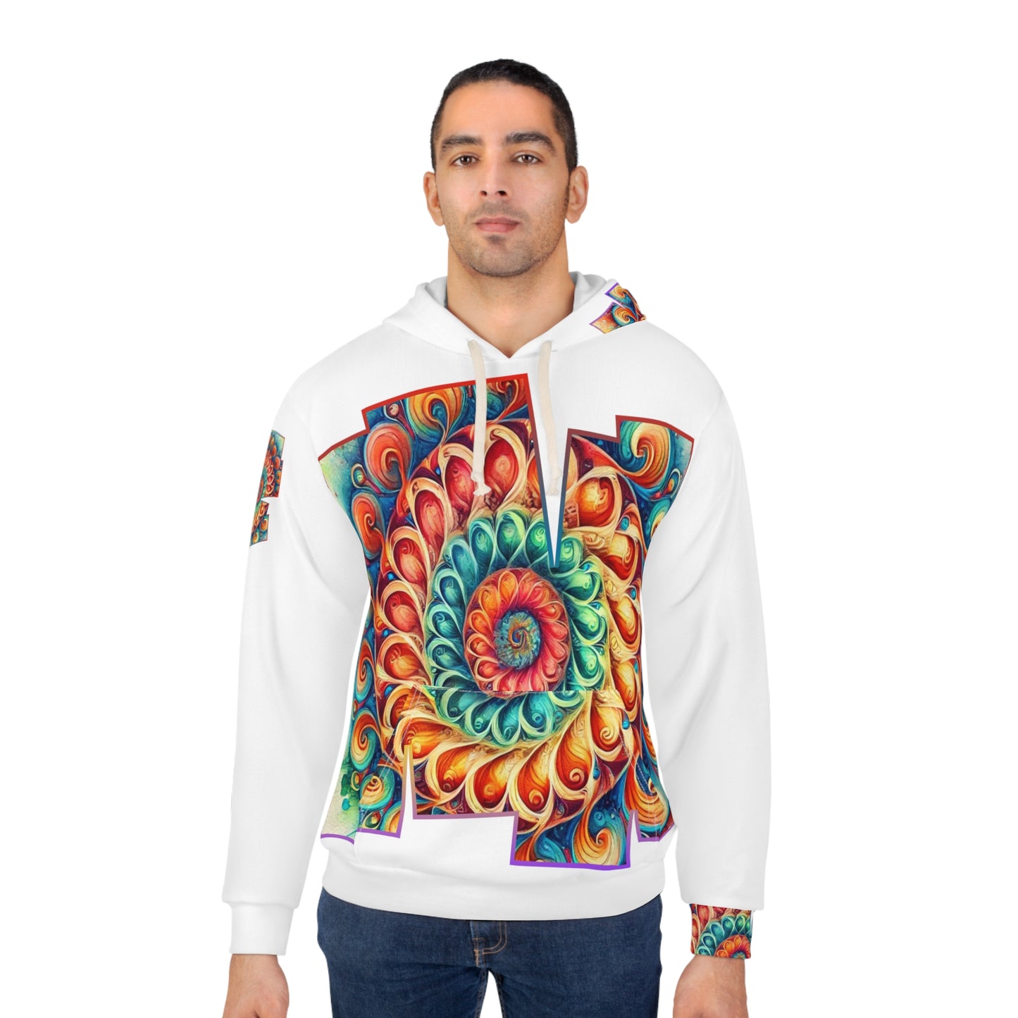 Unisex Pullover Hoodie (AOP) "Abstract Caribbean Print"