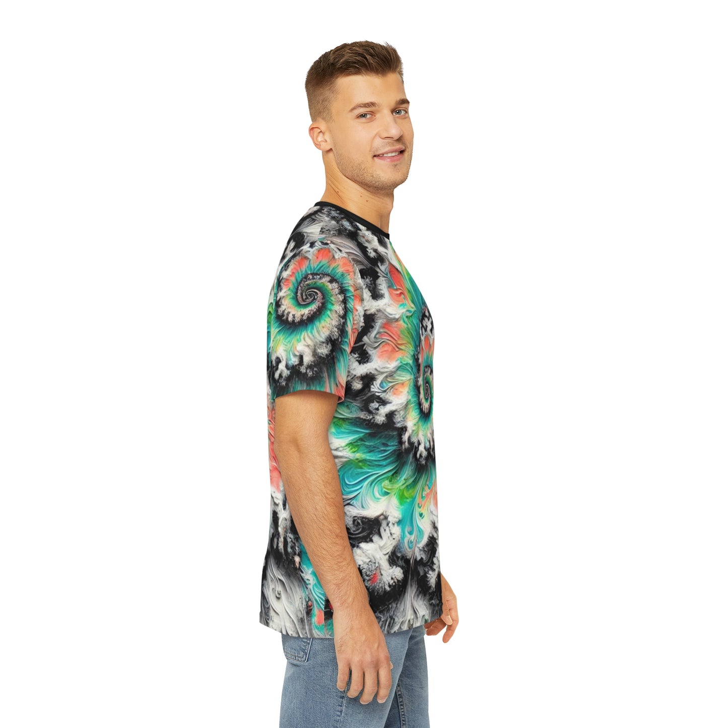 Men's Brushed Polyester Short Sleeve Tee (AOP), Tie-Dye Pattern