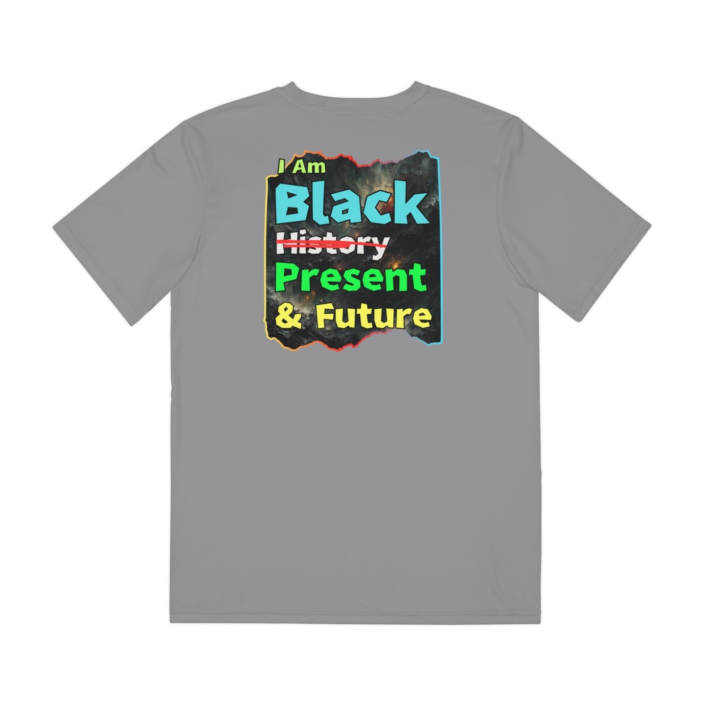 Men's Brushed Polyester Short Sleeve Tee (AOP), "I Am Black Present & Future"