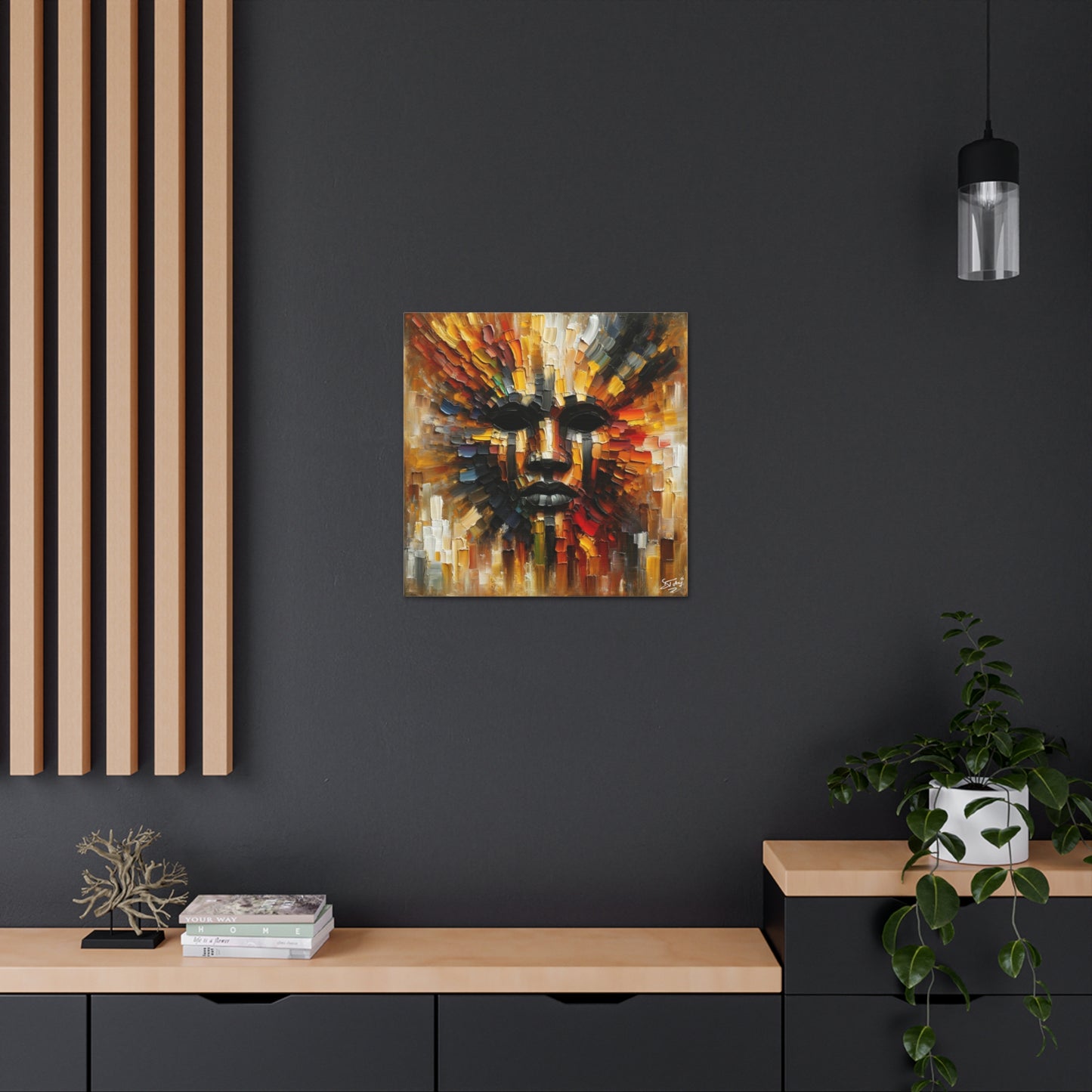 Art Print, Afro-Caribbean Mask, Oil Finish, Carnival,  West Indian Ethnicity, Cultural, Heritage, Semi-Abstract, Canvas Gallery Wrap