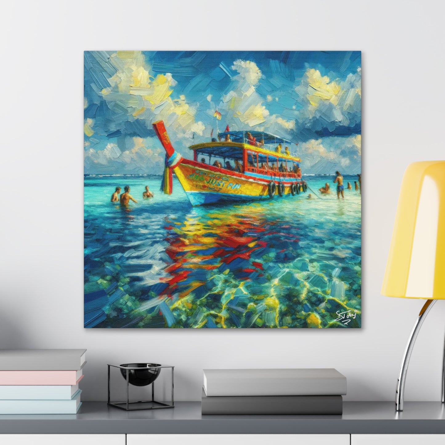 Art Print of Caribbean Beach Scene, Nylon Pool, Tobago, West Indian Art, Canvas Gallery Wraps