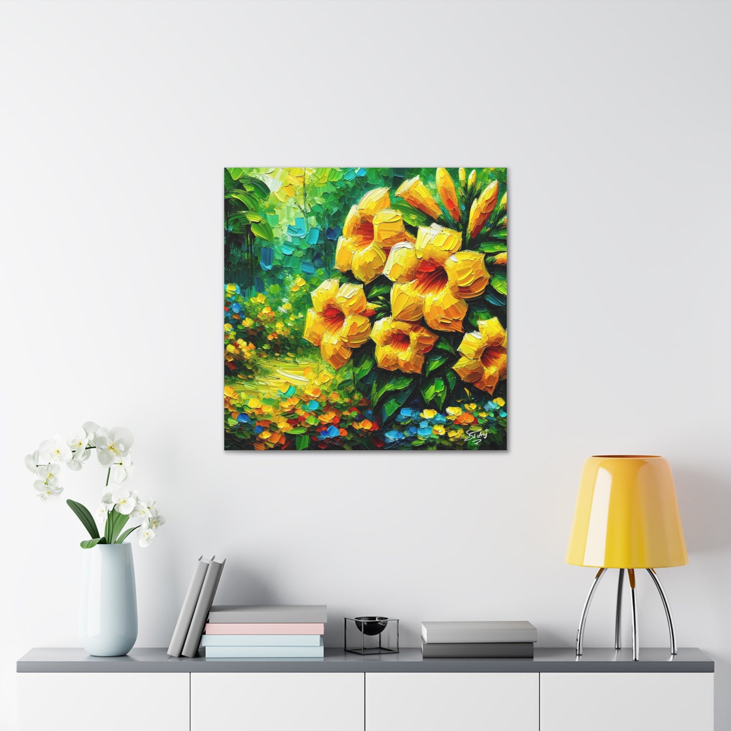 Art Print of Tropical Flowers, Oil Finish, West Indian Art, Canvas Gallery Wraps