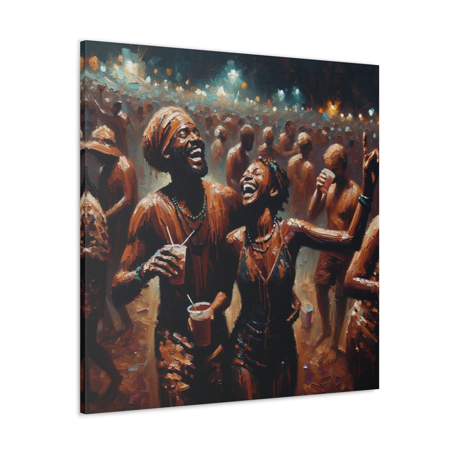 Art Print of Jouvert Morning, Afro-Caribbean Couple#6, Oil Finish, West Indian Ethnicity, Cultural, Heritage, Canvas Gallery Wraps