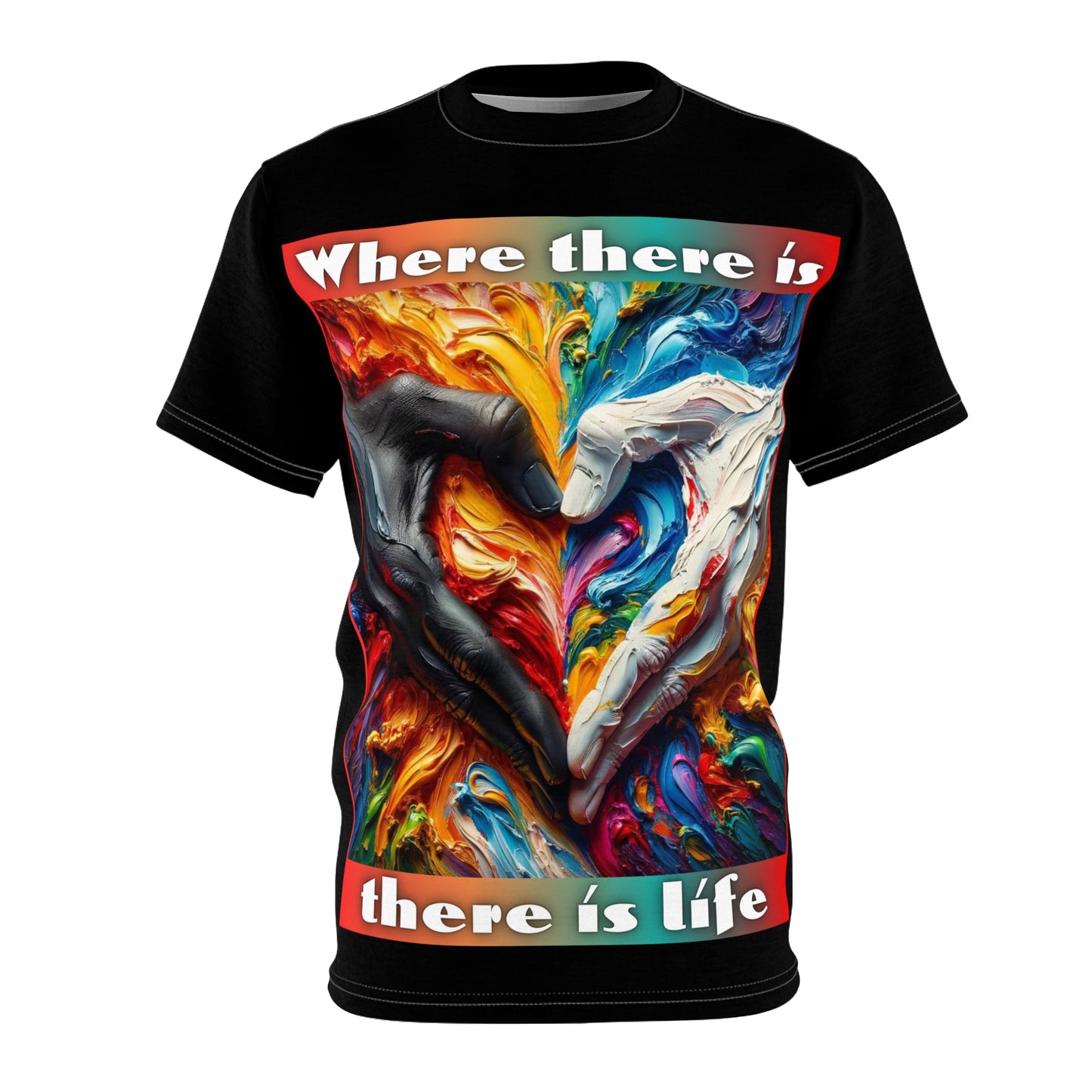 Unisex Cut & Sew Tee (AOP), "Where There is Love There is Life"