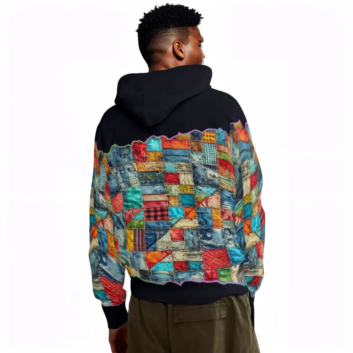 Men’s Adult Hoodie Set with Double-Layer Hood "Patchwork Print"