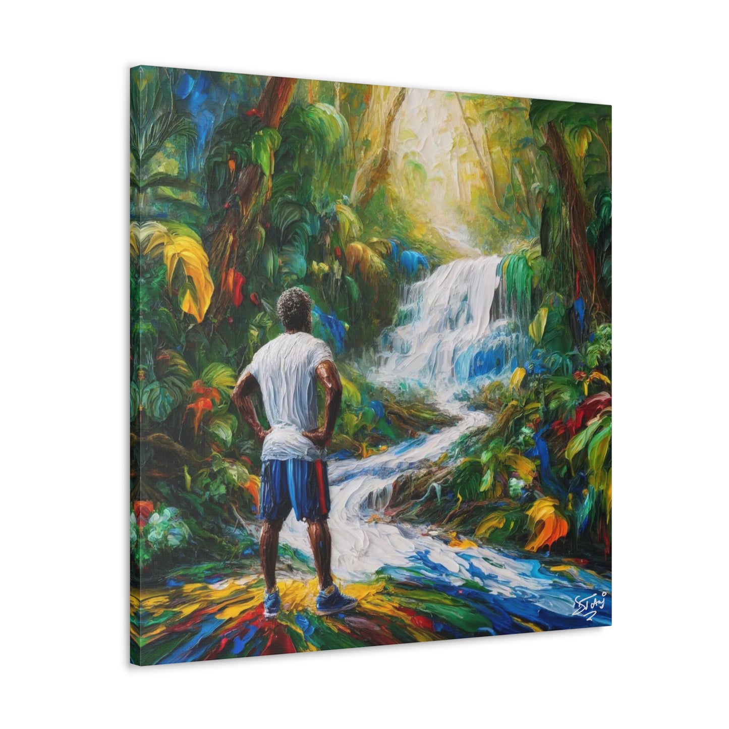 Art Print of Waterfall Scene, West Indian Art, Canvas Gallery Wraps