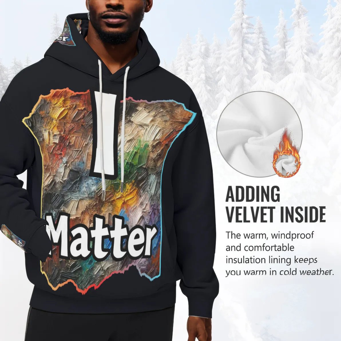 Men’s Plush Fleece Lined Hoodie "I Matter, You Matter"