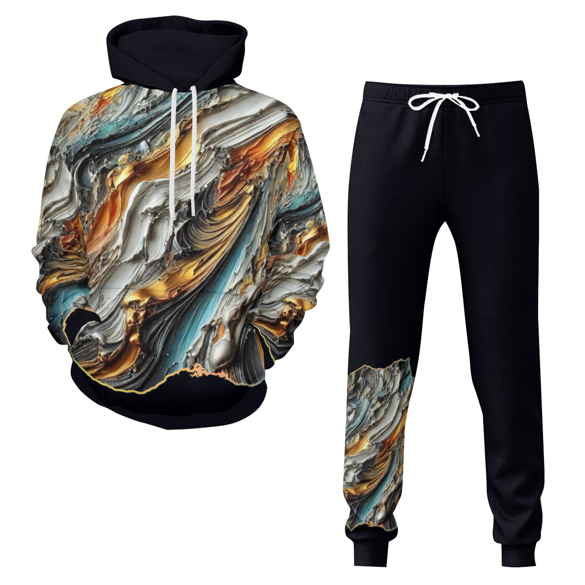 Men's Adult Hoodie Set with Double-Layer Hood "Abstract Paint Print"