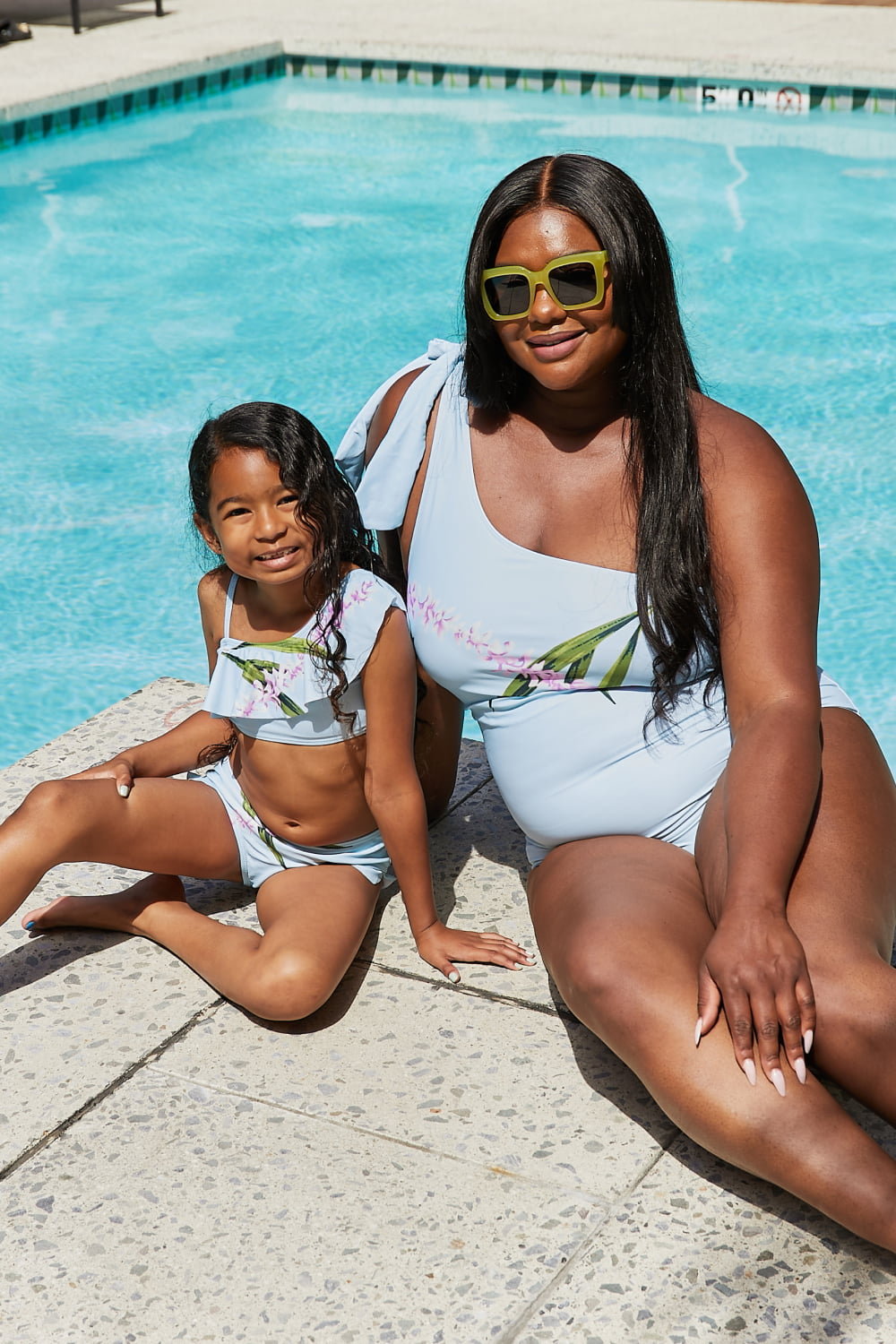 Girls Vacay Vibe Two-Piece Swim Set in Pastel Blue 18 Months -11 Years