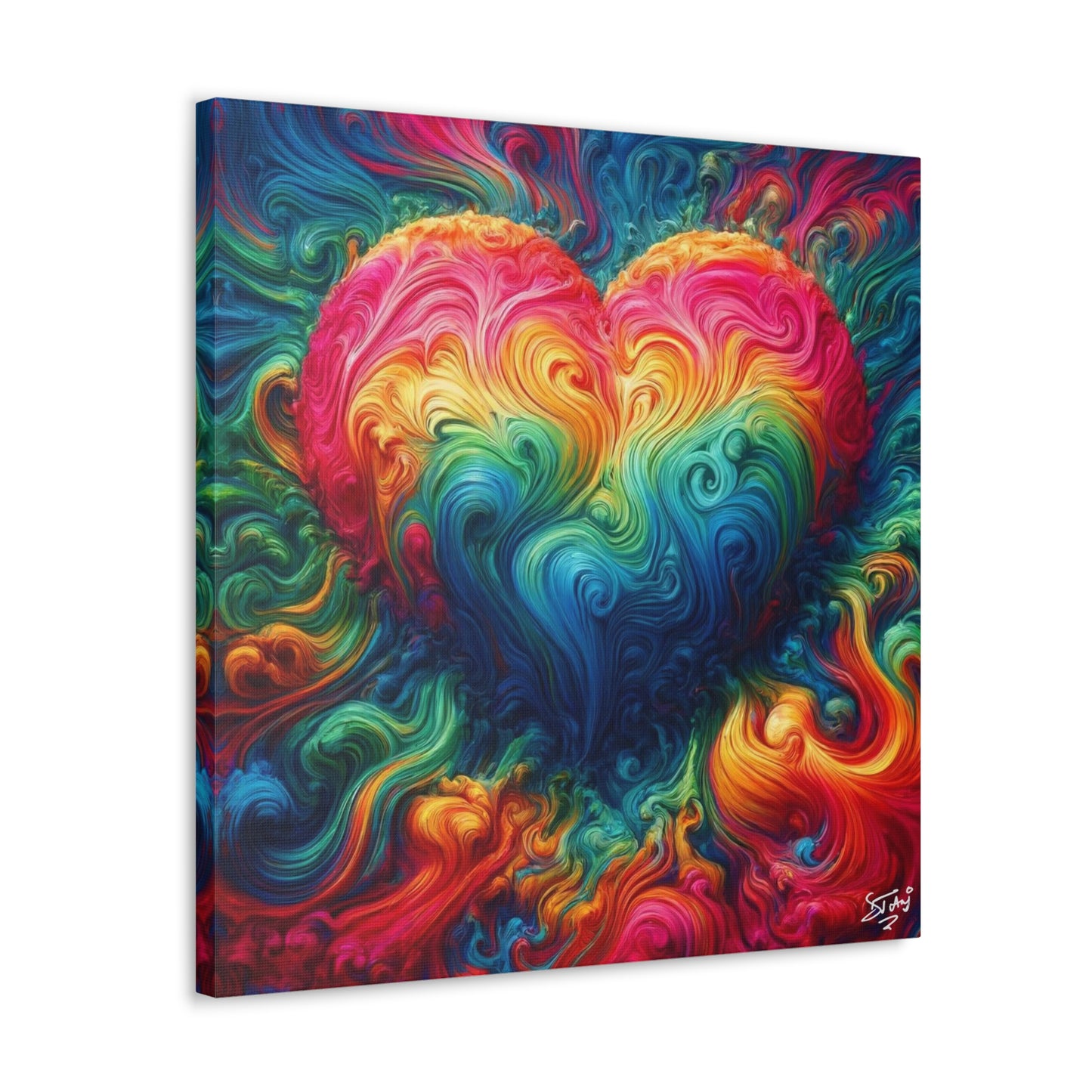 Art Print, "Love," Oil Finish, Unity, Togetherness, One Love, Semi-Abstract, Canvas Gallery Wrap