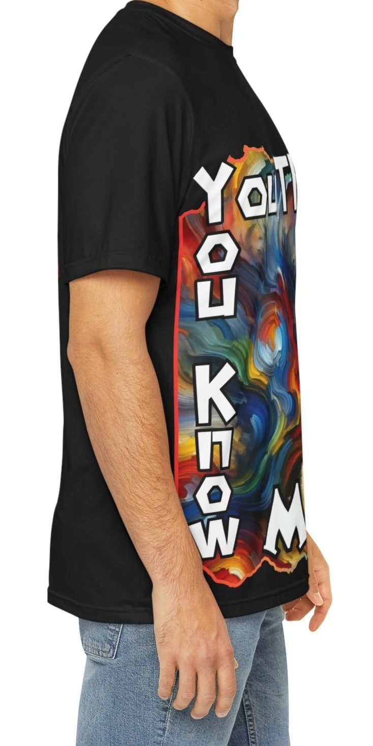 Men's Brushed Polyester Short Sleeve Tee (AOP), "You Think You Know Me?"