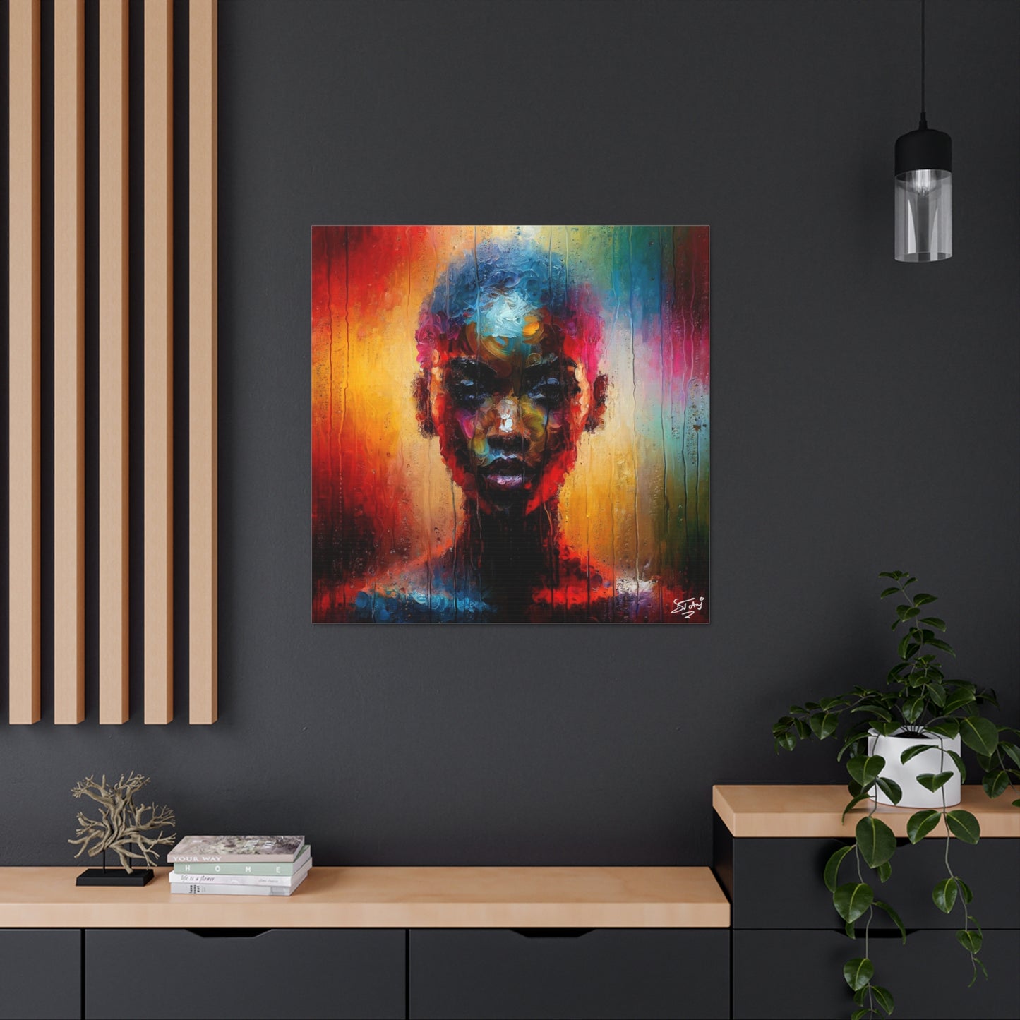 Art Print, Afro-Caribbean Woman in Sauna (2), Oil Finish, West Indian Ethnicity, Cultural, Heritage, Semi-Abstract, Canvas Gallery Wrap