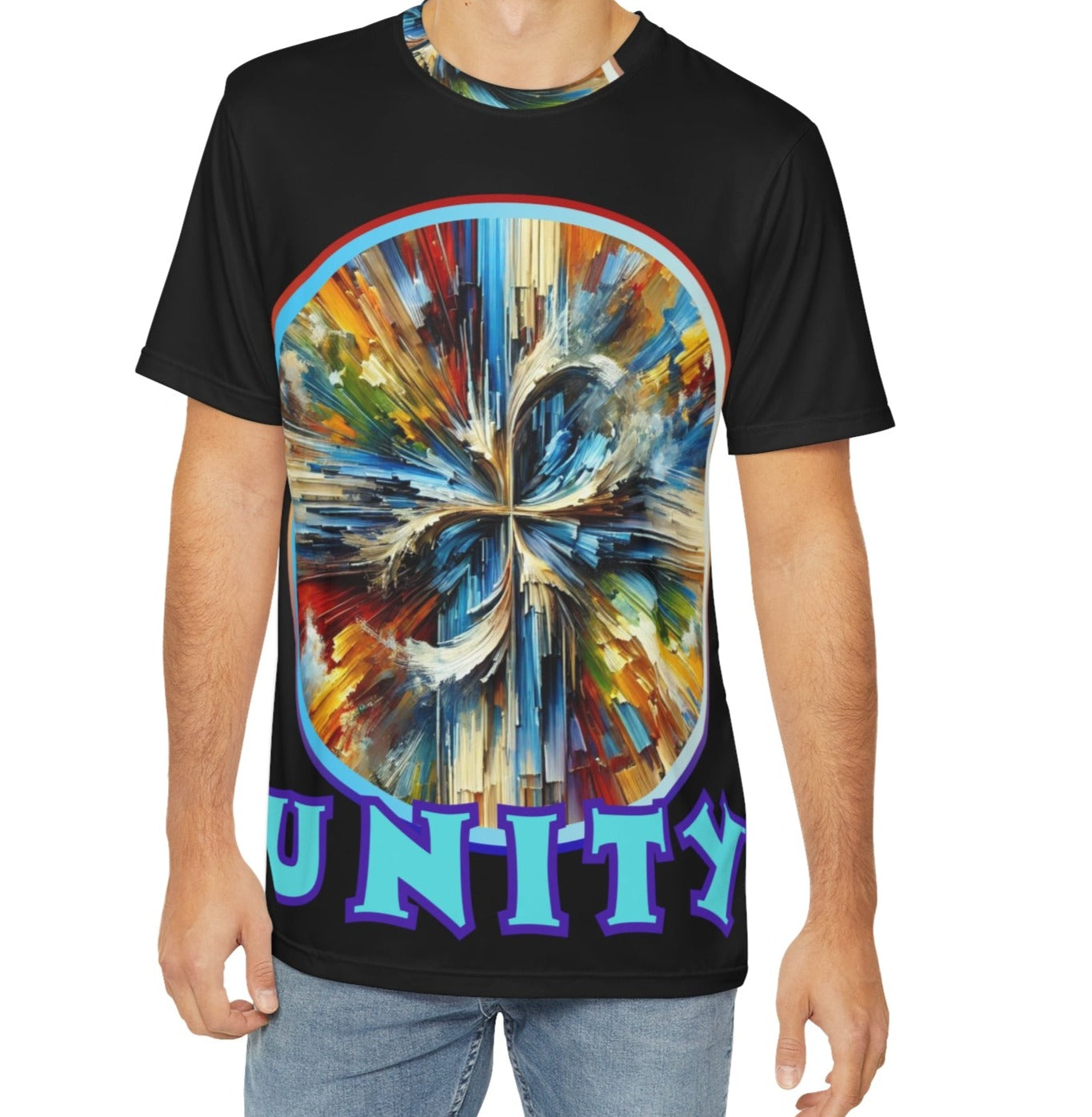 Men's Brushed Polyester Short Sleeve Tee (AOP), "UNITY"