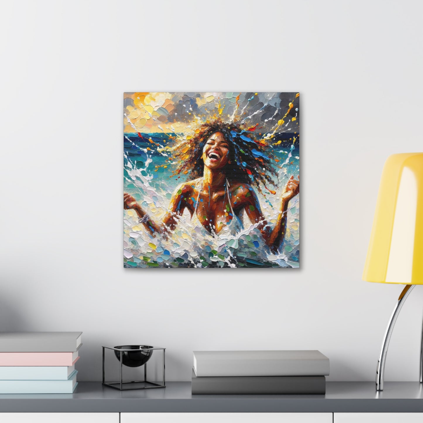 Art Print of Dougla Woman's Exhilaration Captured - Joy, Laughter, Color, Caribbean, Oil Finish, West Indian Art, Canvas Gallery Wraps