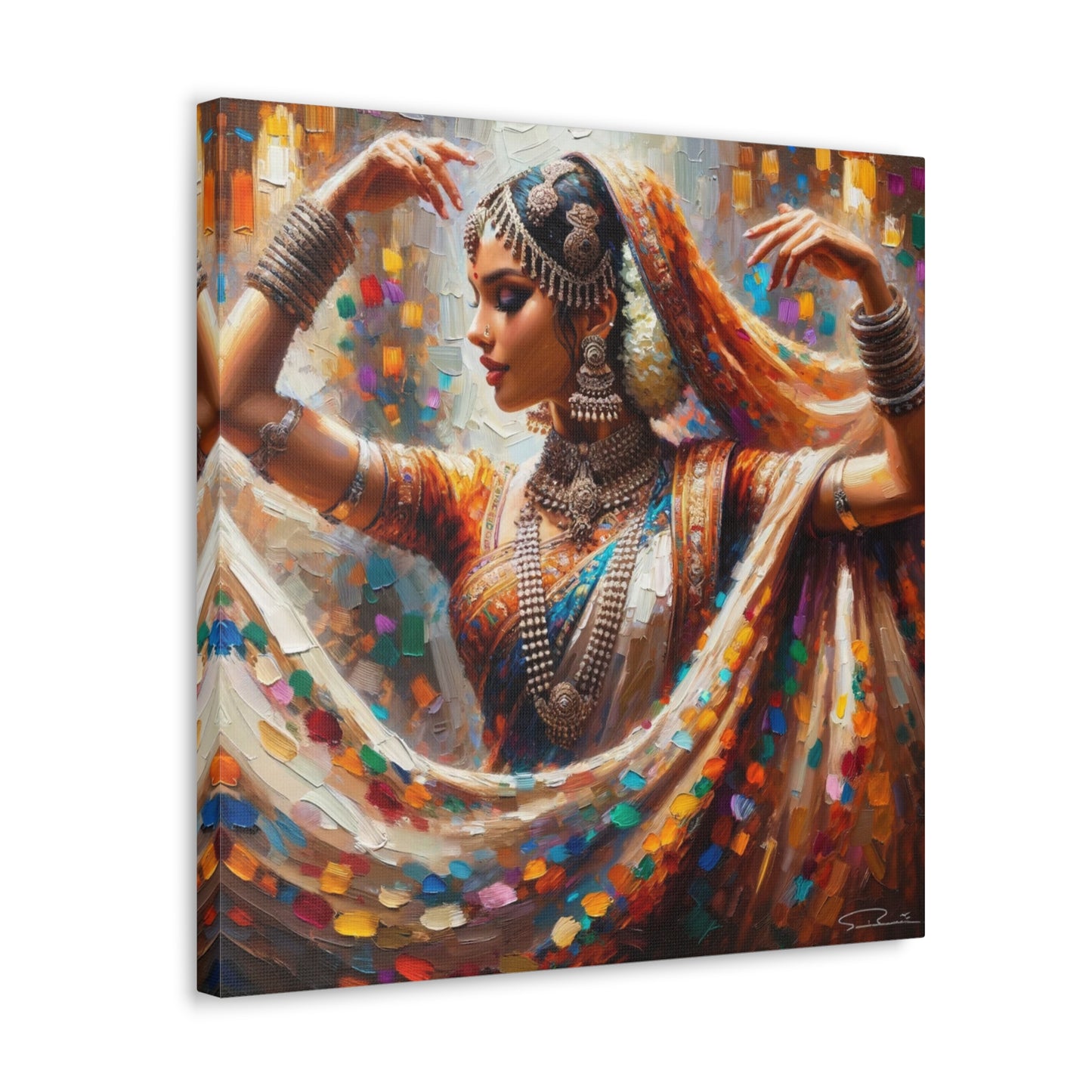 Art Print#2 of Indo-Trinidadian Woman, Oil Finish, West Indian Ethnicity, Cultural, Heritage, Art, Black Woman, Canvas Gallery Wraps