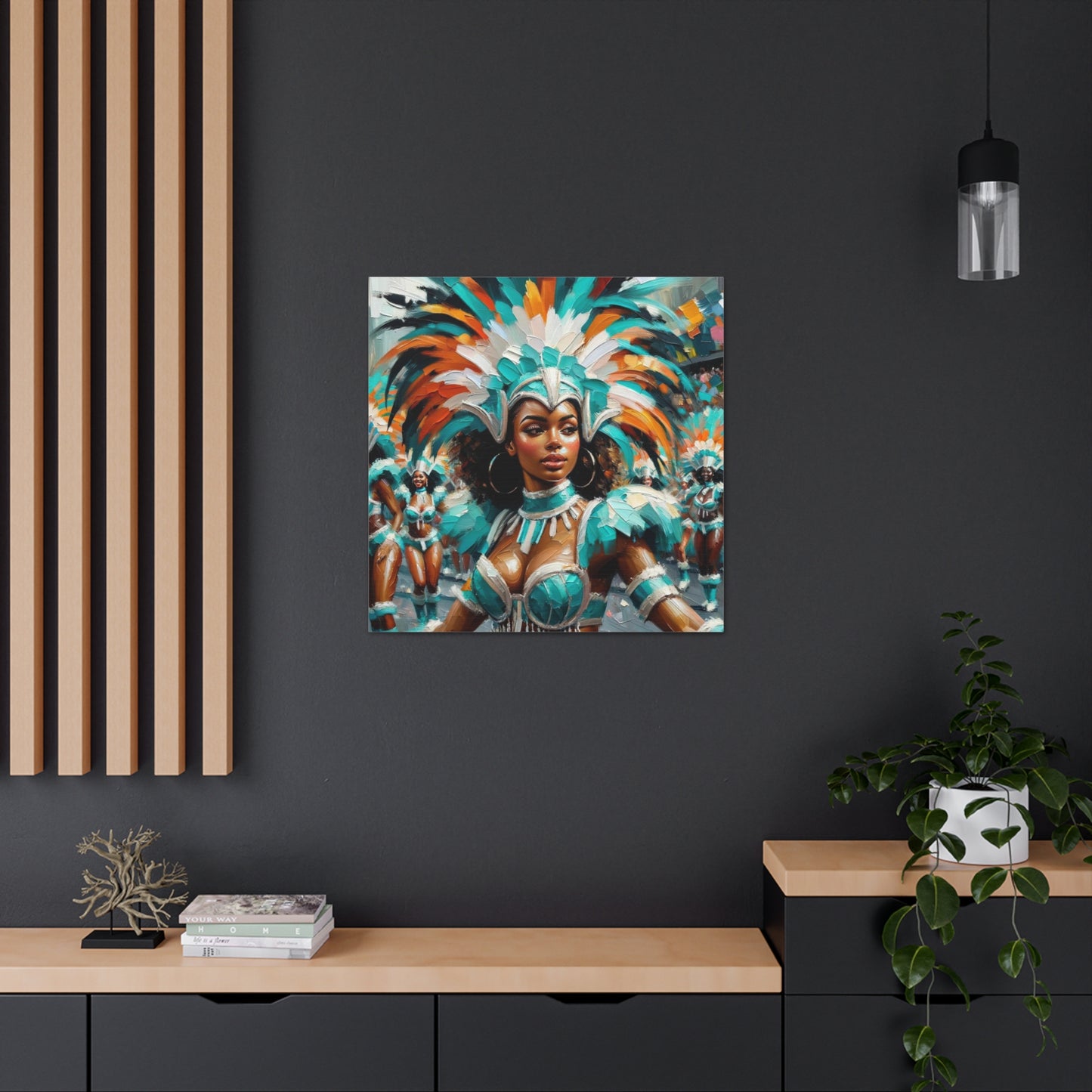 Art Print#6 of Trini Masquerader, Carnival, Oil Finish, West Indian Ethnicity, Cultural, Heritage, Art, Black Woman, Canvas Gallery Wraps