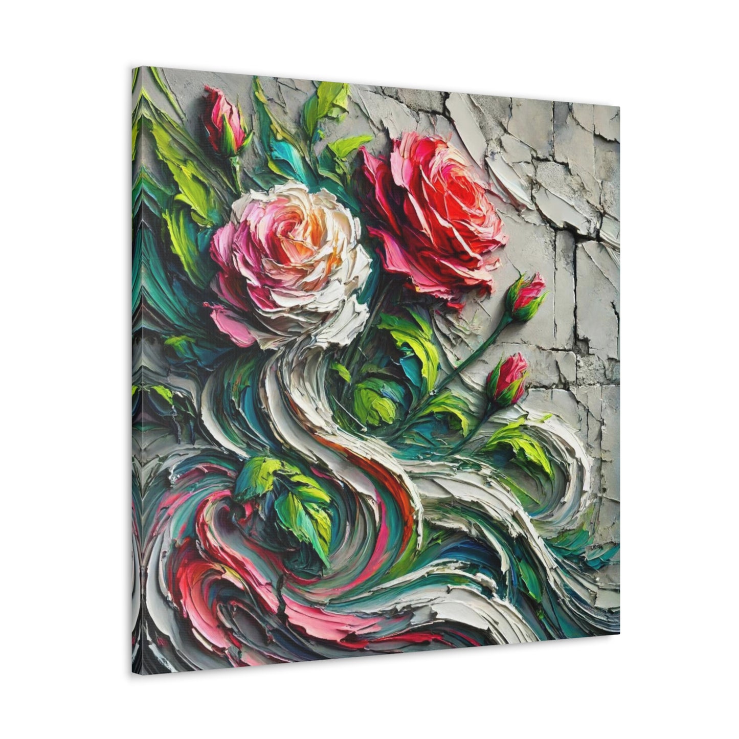 Art Print, "A Rose is a Still a Rose," Abstract Oil Finish, West Indian Art, Canvas Gallery Wraps