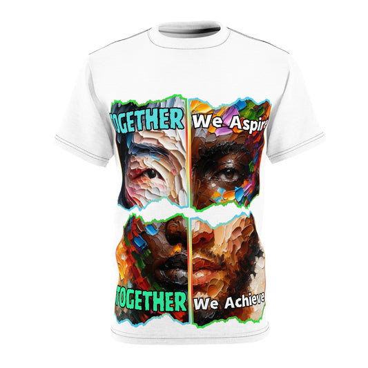 Unisex Cut & Sew Tee (AOP), "Together We Aspire., Together We Achieve"