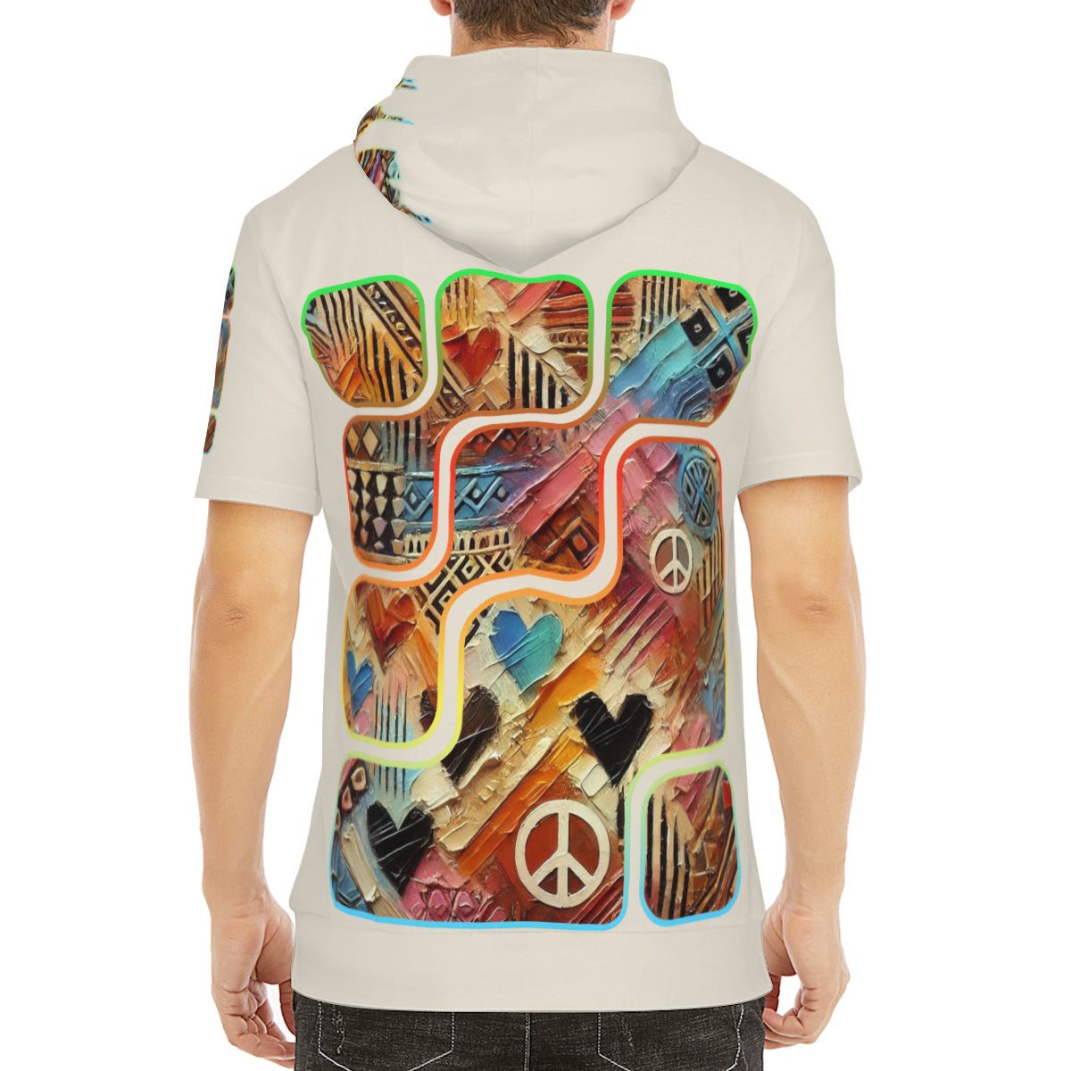 Men’s Cotton Hooded T-Shirt "African Abstract Print"