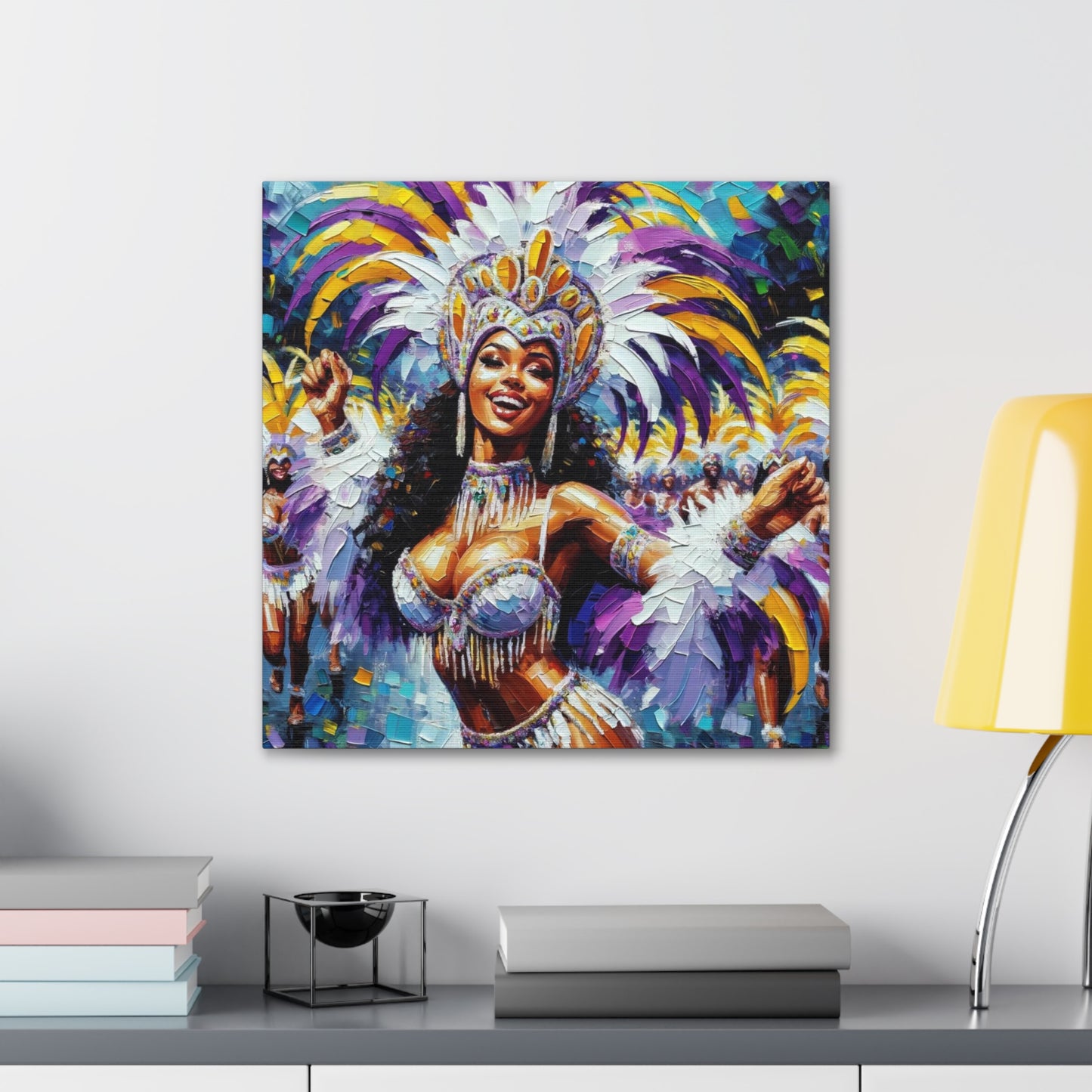 Art Print#9 of Trini Masquerader, Carnival, Oil Finish, West Indian Ethnicity, Cultural, Heritage, Art, Black Woman, Canvas Gallery Wraps