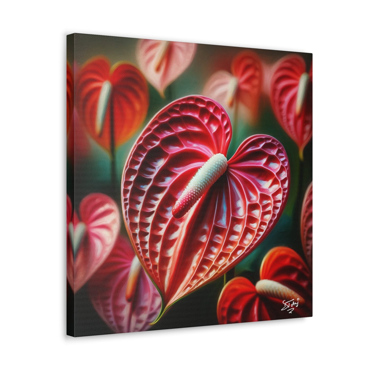 Print #2 of Anthurium flowers with a vibrant, oil-painted finish, Canvas Gallery Wraps