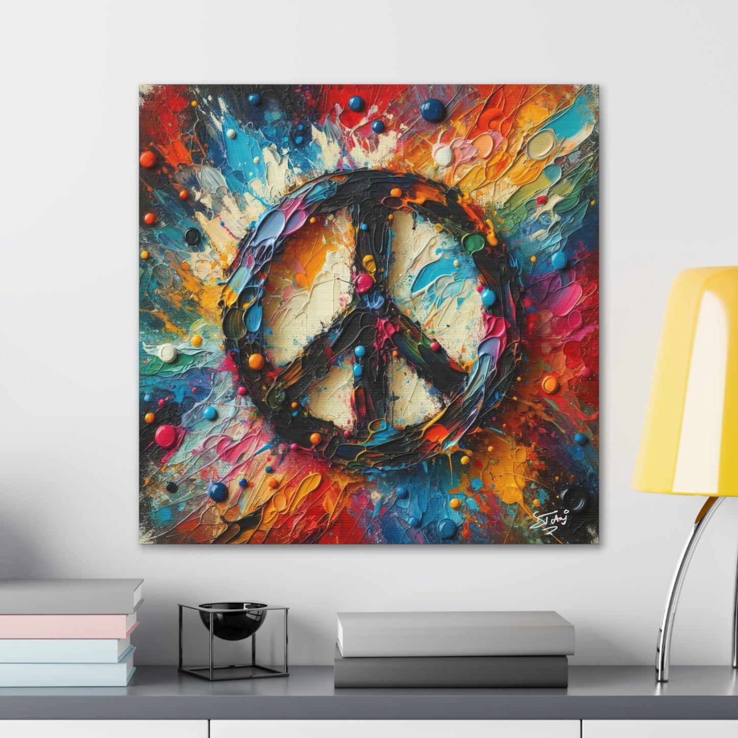 Art Print, "Peace" Oil Finish, Abstract, One Love, West Indian Ethnicity, Cultural, Heritage, Semi-Abstract, Canvas Gallery Wrap