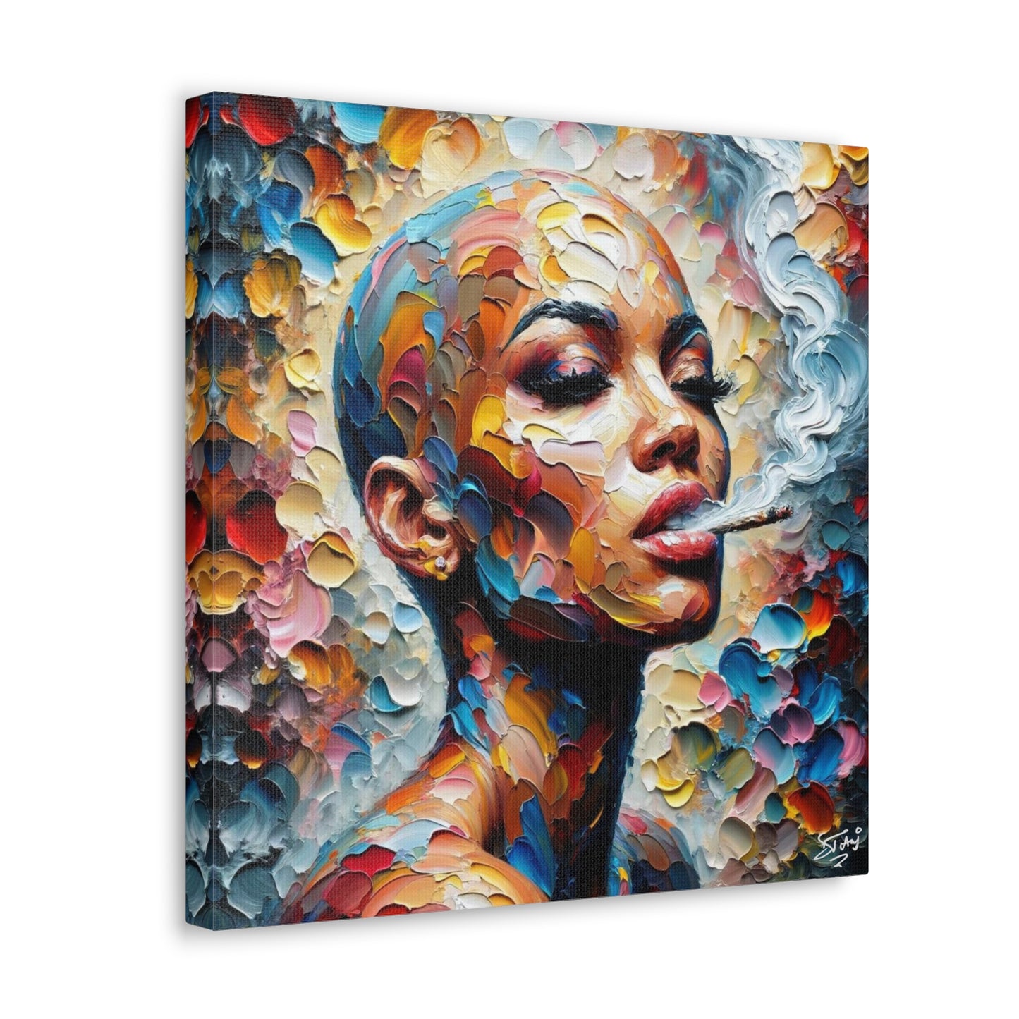 Art Print, Afro-Caribbean Woman, Oil Finish, West Indian Ethnicity, Cultural, Heritage, Semi-Abstract, Canvas Gallery Wrap