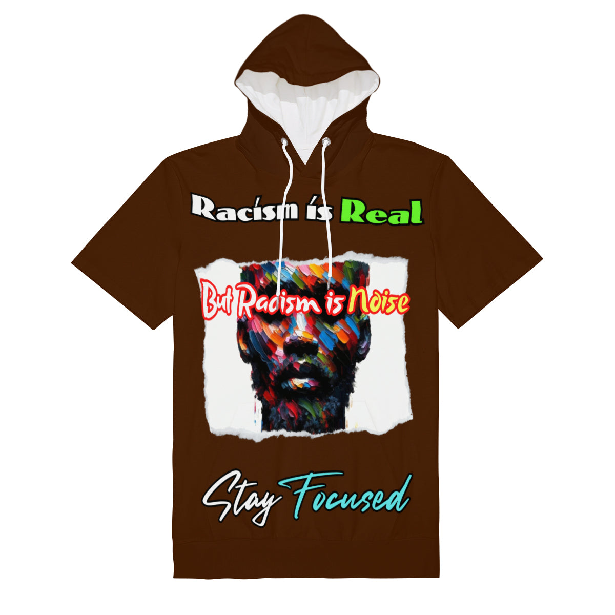 Men’s Cotton Hooded T-Shirt "Racism is Real"