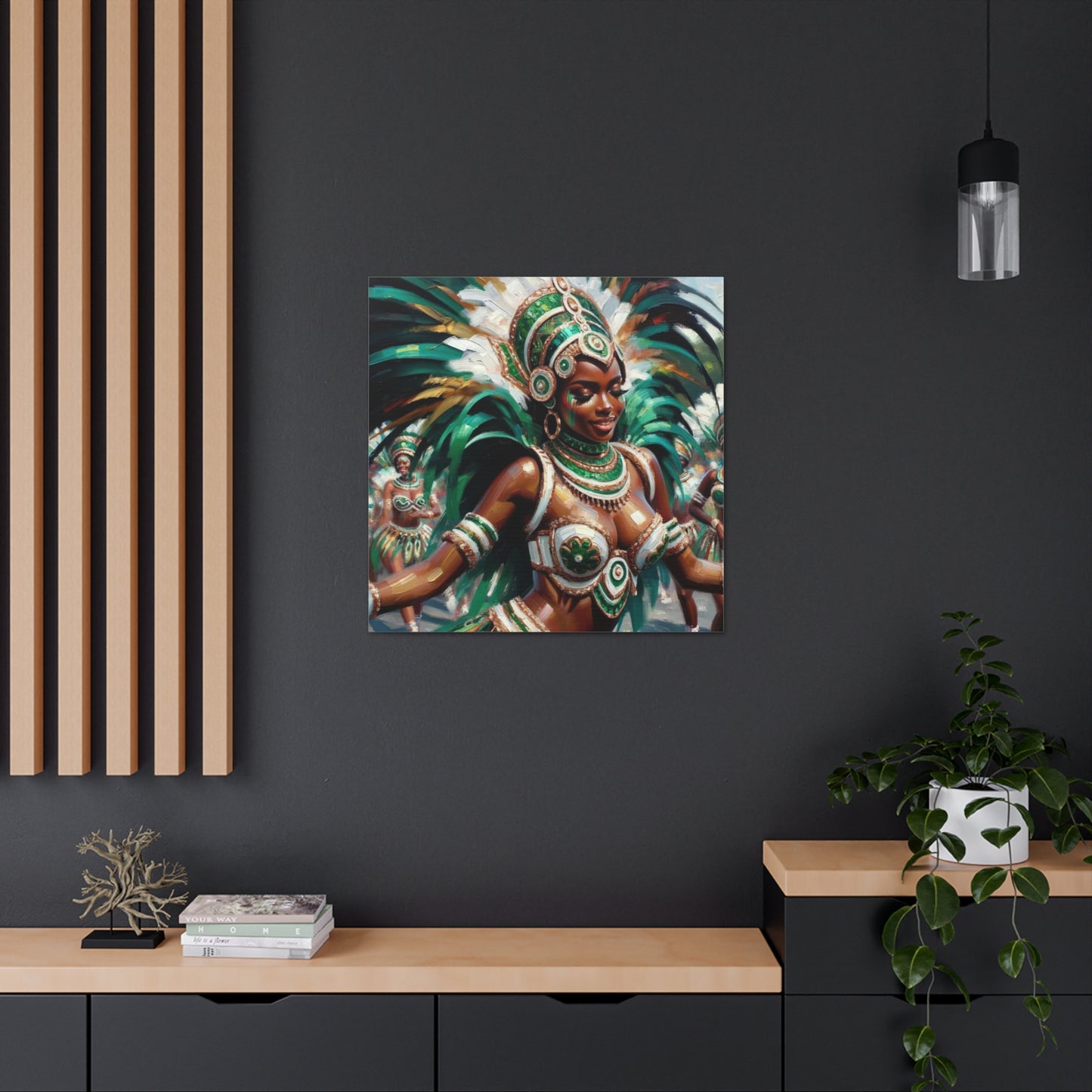 Art Print, Trini Masquerader, Carnival, Oil Finish, West Indian Ethnicity, Cultural, Heritage, Afro Caribbean Woman, Canvas Gallery Wrap