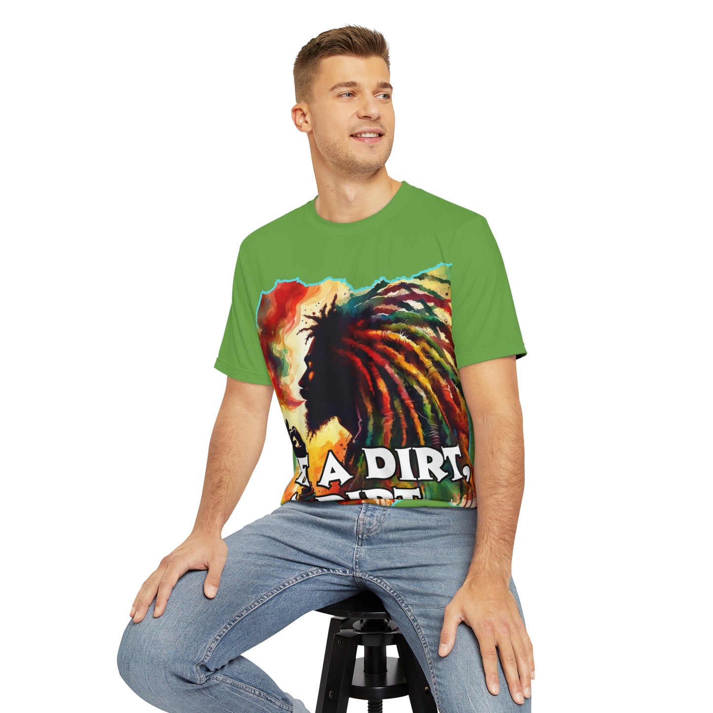 Men's Brushed Polyester Short Sleeve Tee (AOP), "If A Dirt A Dirt"