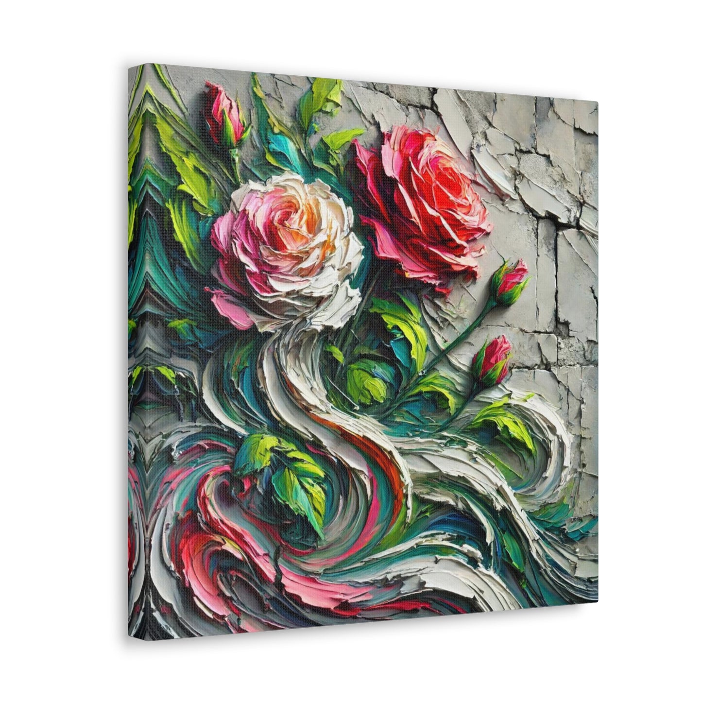 Art Print, "A Rose is a Still a Rose," Abstract Oil Finish, West Indian Art, Canvas Gallery Wraps