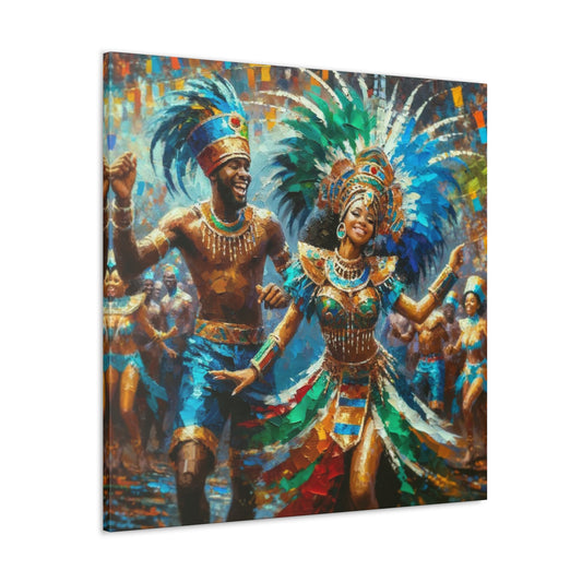 Art Print, Trini Masqueraders#6, Carnival, Oil Finish, West Indian Ethnicity, Cultural, Heritage, Indo & Afro Caribbean, Canvas Gallery Wrap