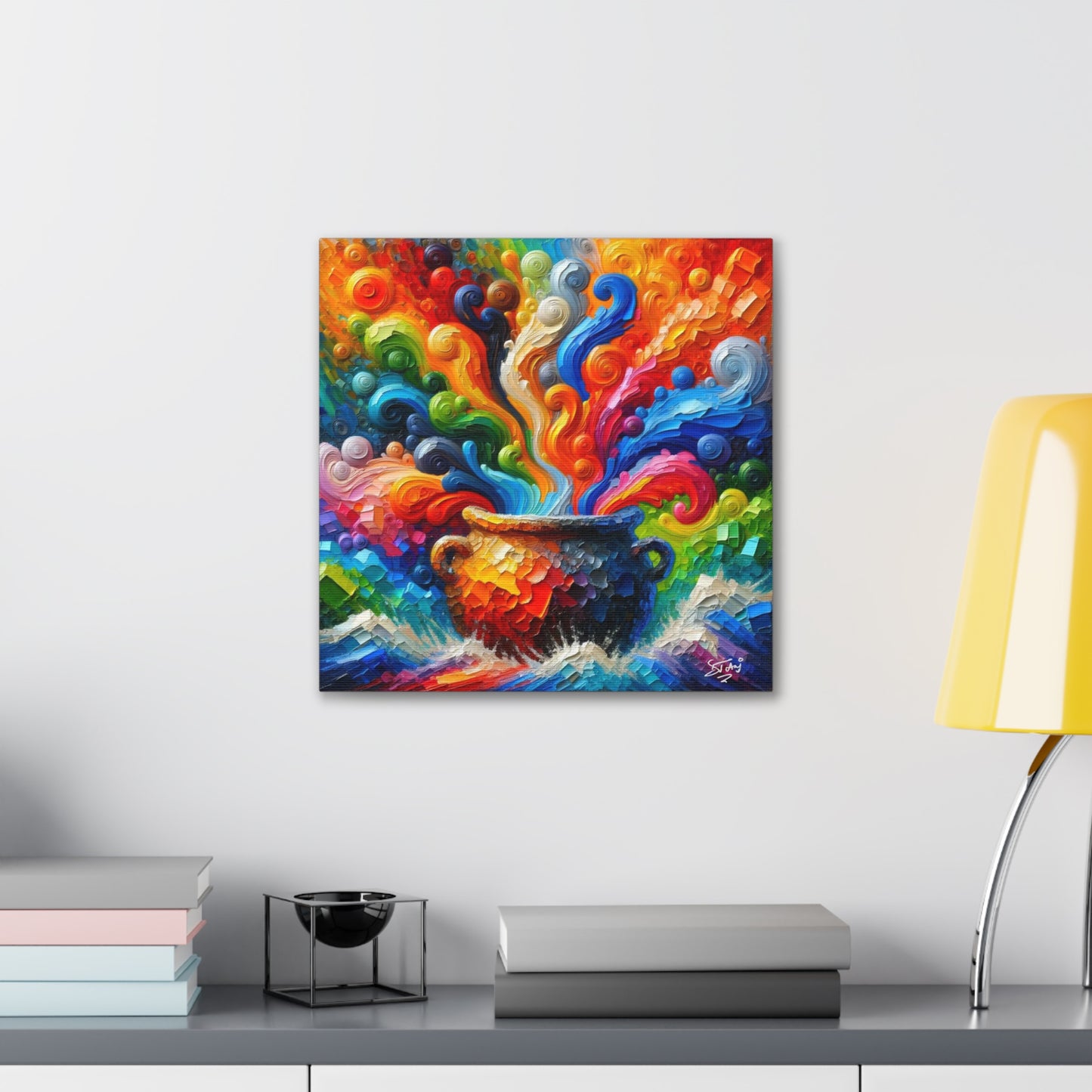 Art Print, Caribbean Melting Pot, Abstract, Oil Finish, Unity, One Love, Semi-Abstract, Canvas Gallery Wrap