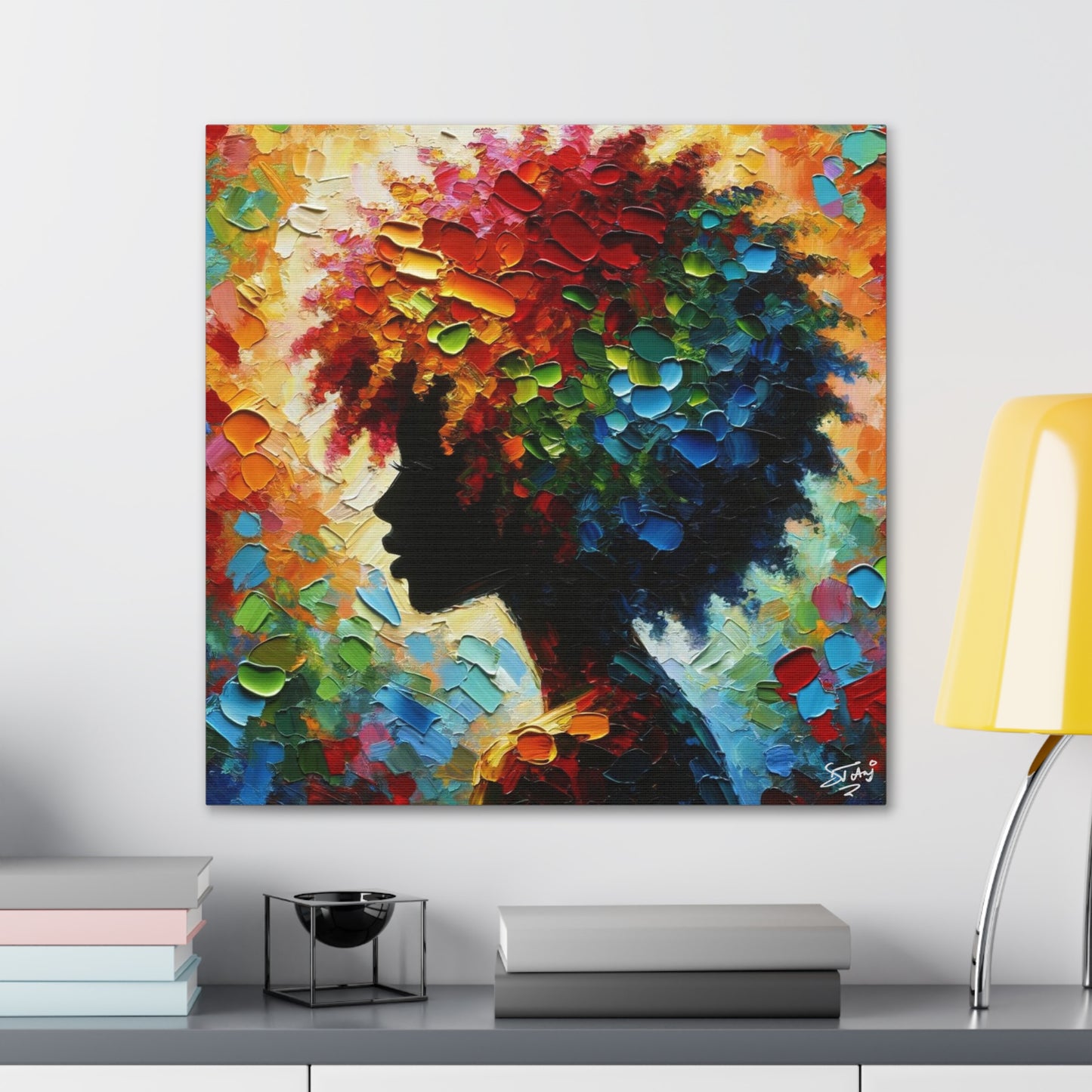 Art Print, Afro-Caribbean Woman, Oil Finish, West Indian Ethnicity, Cultural, Heritage, Semi-Abstract, Canvas Gallery Wrap