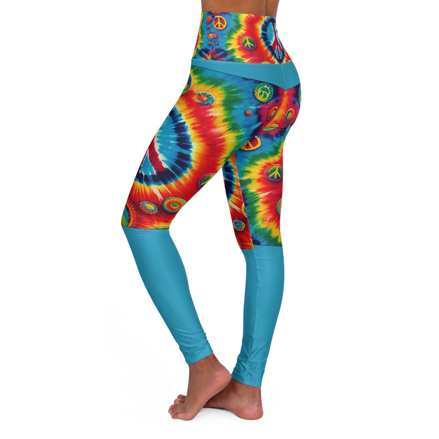 High Waisted Yoga Leggings (AOP) Abstract "Peace" Print