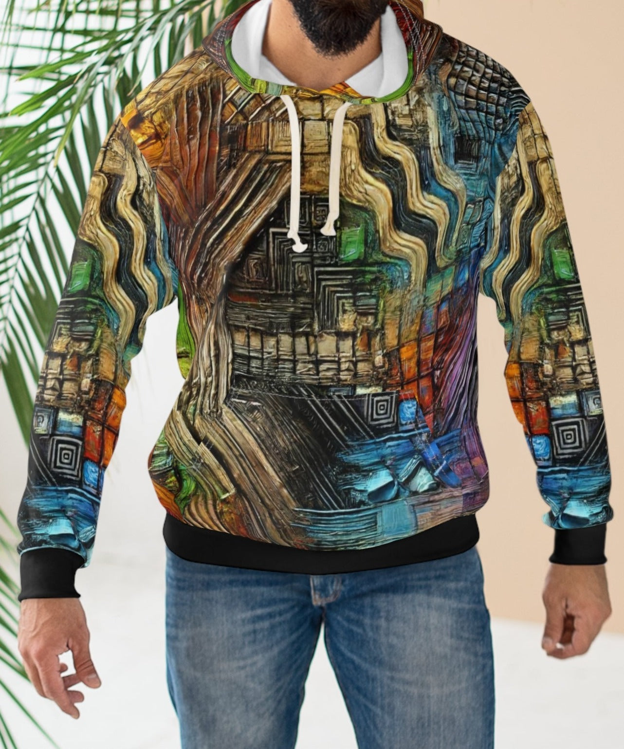 Unisex Pullover Hoodie (AOP) Abstract/Afrocentric/Tie-Dye