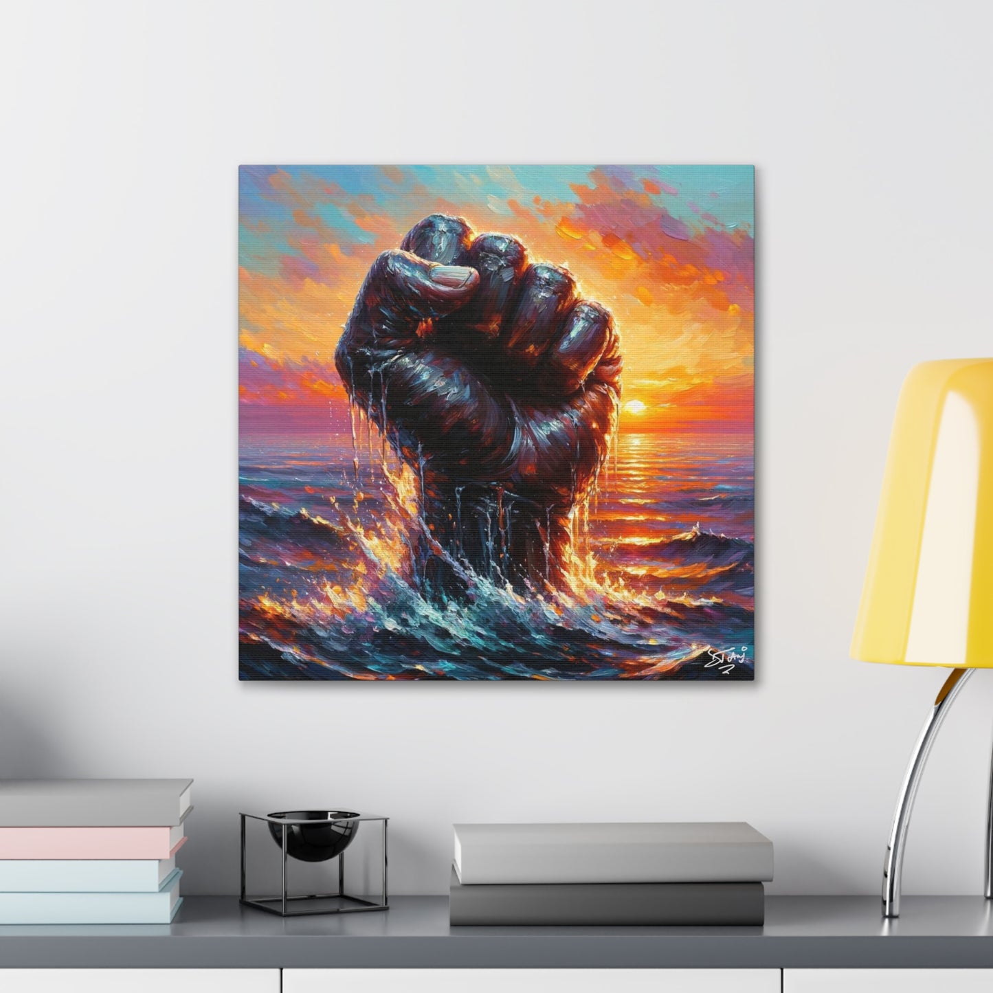 Art Print, Afro-Caribbean Man, Oil Finish, Unity, One Love, Semi-Abstract, Canvas Gallery Wrap