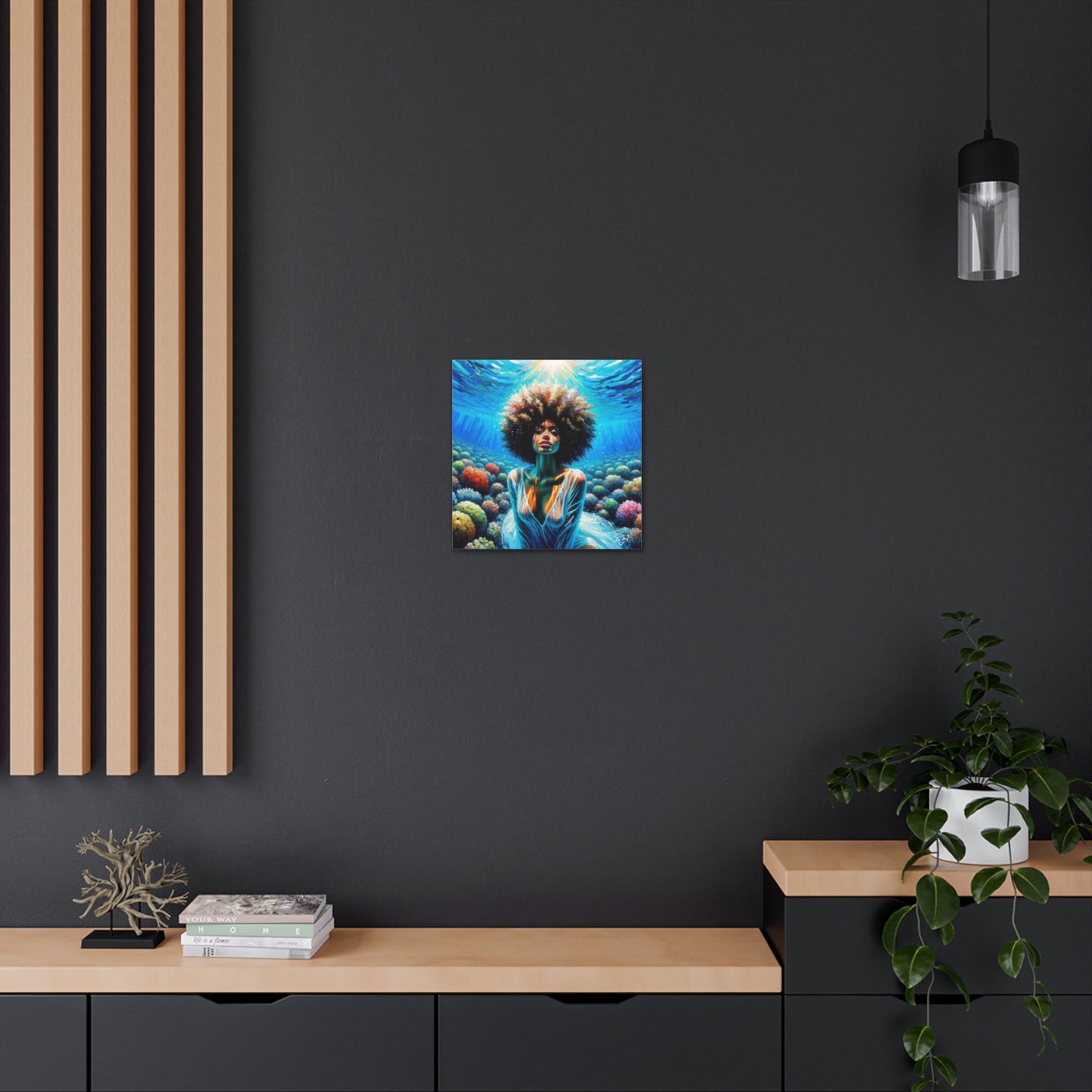 Art Print, Afro-Caribbean Woman, "Submerged" Oil Finish, West Indian Ethnicity, Cultural, Heritage, Abstract, Canvas Gallery Wrap