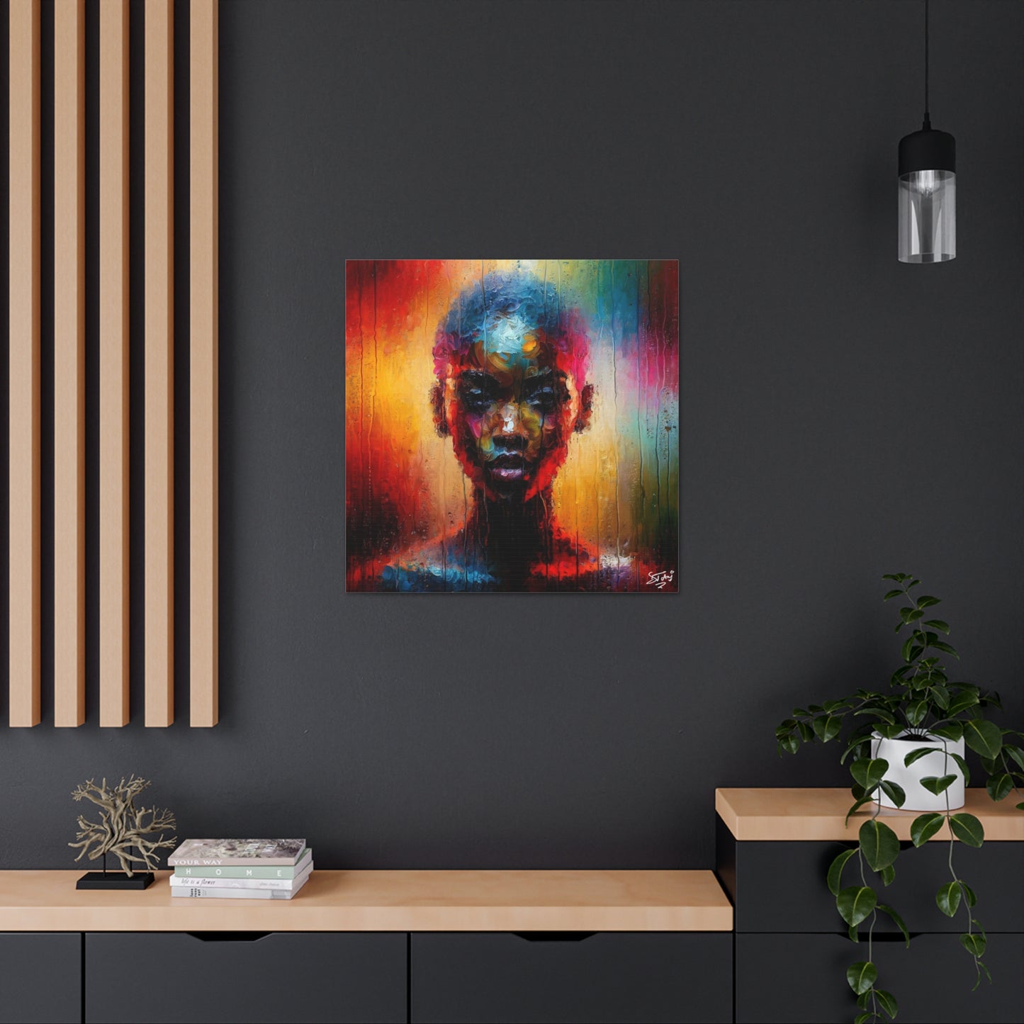 Art Print, Afro-Caribbean Woman in Sauna (2), Oil Finish, West Indian Ethnicity, Cultural, Heritage, Semi-Abstract, Canvas Gallery Wrap