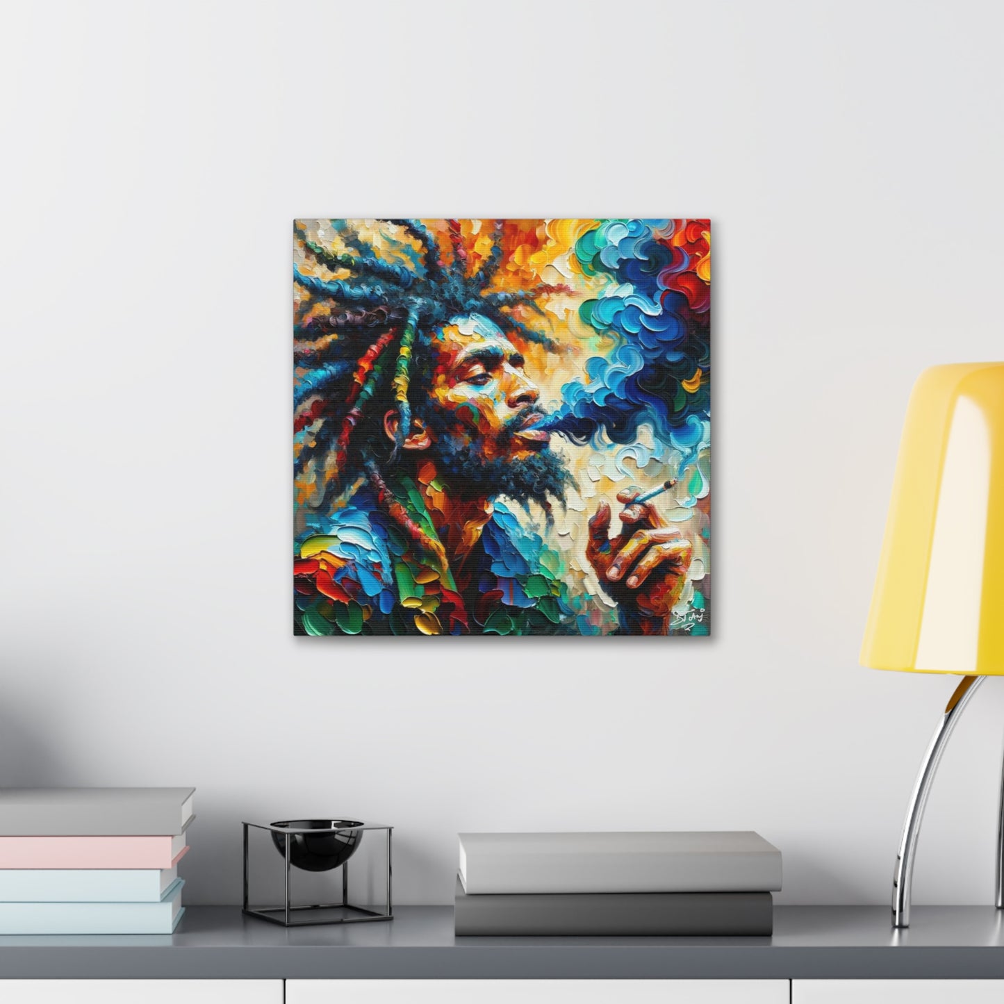 Art Print of Rastaman, Oil Finish, West Indian Ethnicity, Cultural, Heritage, Afro-Caribbean Man, Semi-Abstract, Canvas Gallery Wrap